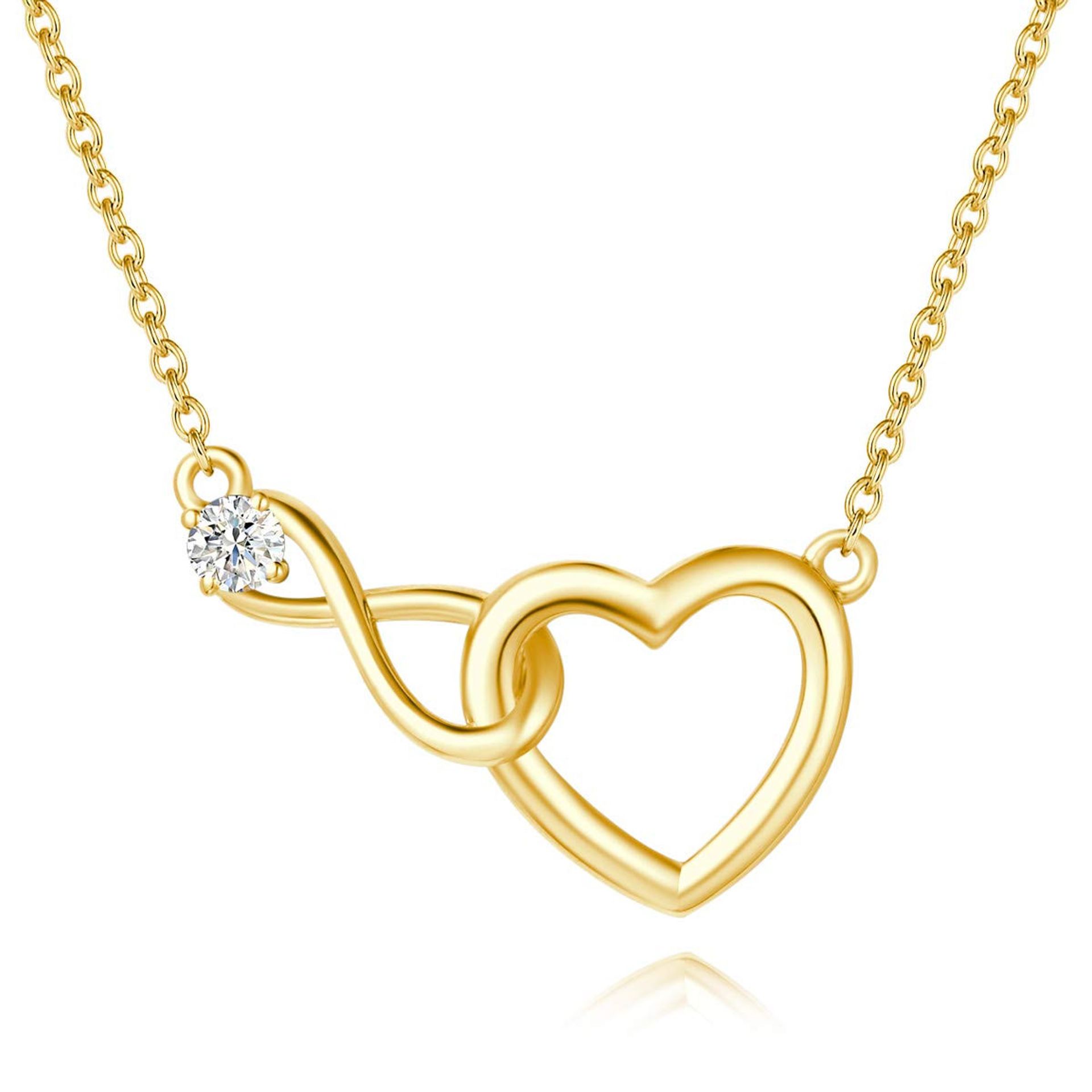 Women's Infinity Heart Pendant Necklace 925 Sterling Silver with Zirconia and Gift Box - Sterling Silver 45cm