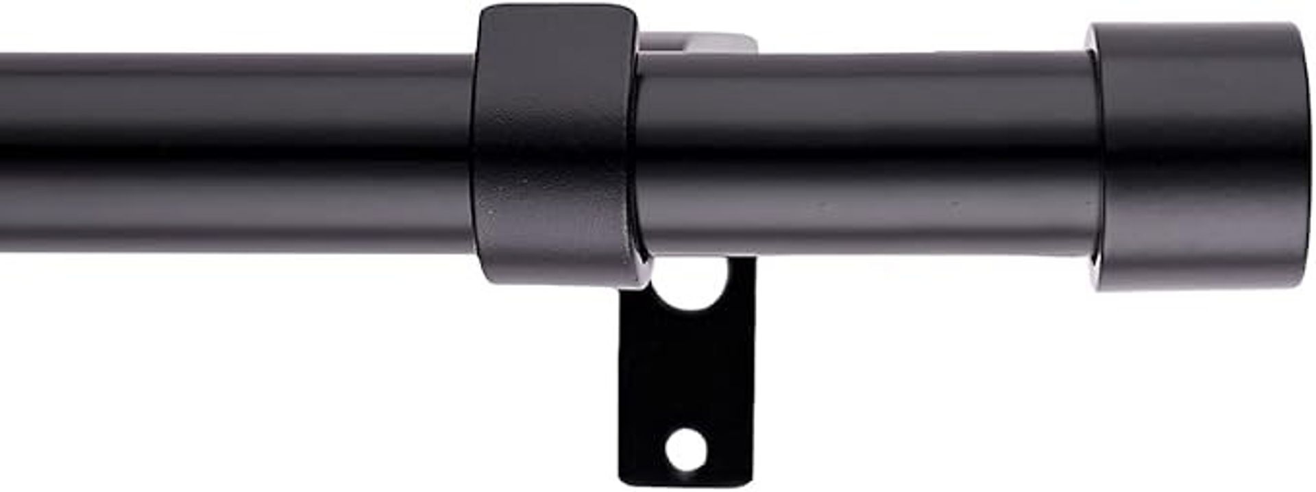 Extendable Curtain Pole Set 70-120cm with End Cap Finials & Brackets - Black Finish