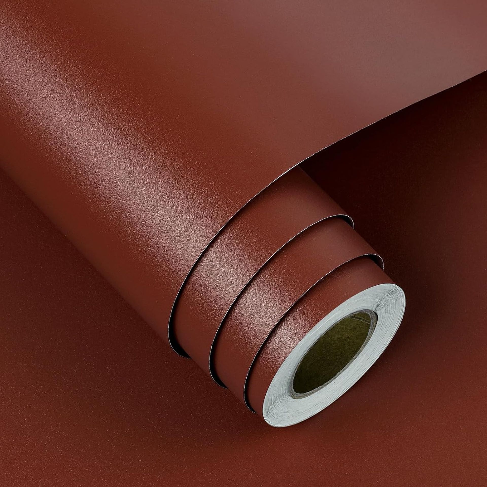 Peel and Stick Vinyl Wallpaper Waterproof Oil Proof Decorative Wrap for Furniture, Kitchens and Bathrooms - Brown Red 40x600cm