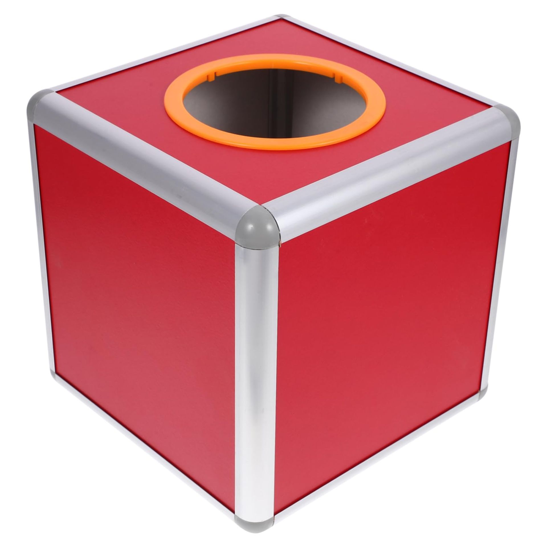 Aluminium Alloy Raffle and Donation Box Transparent Display Case for Events, Charity Draws and Fundraisers - Red 20cm