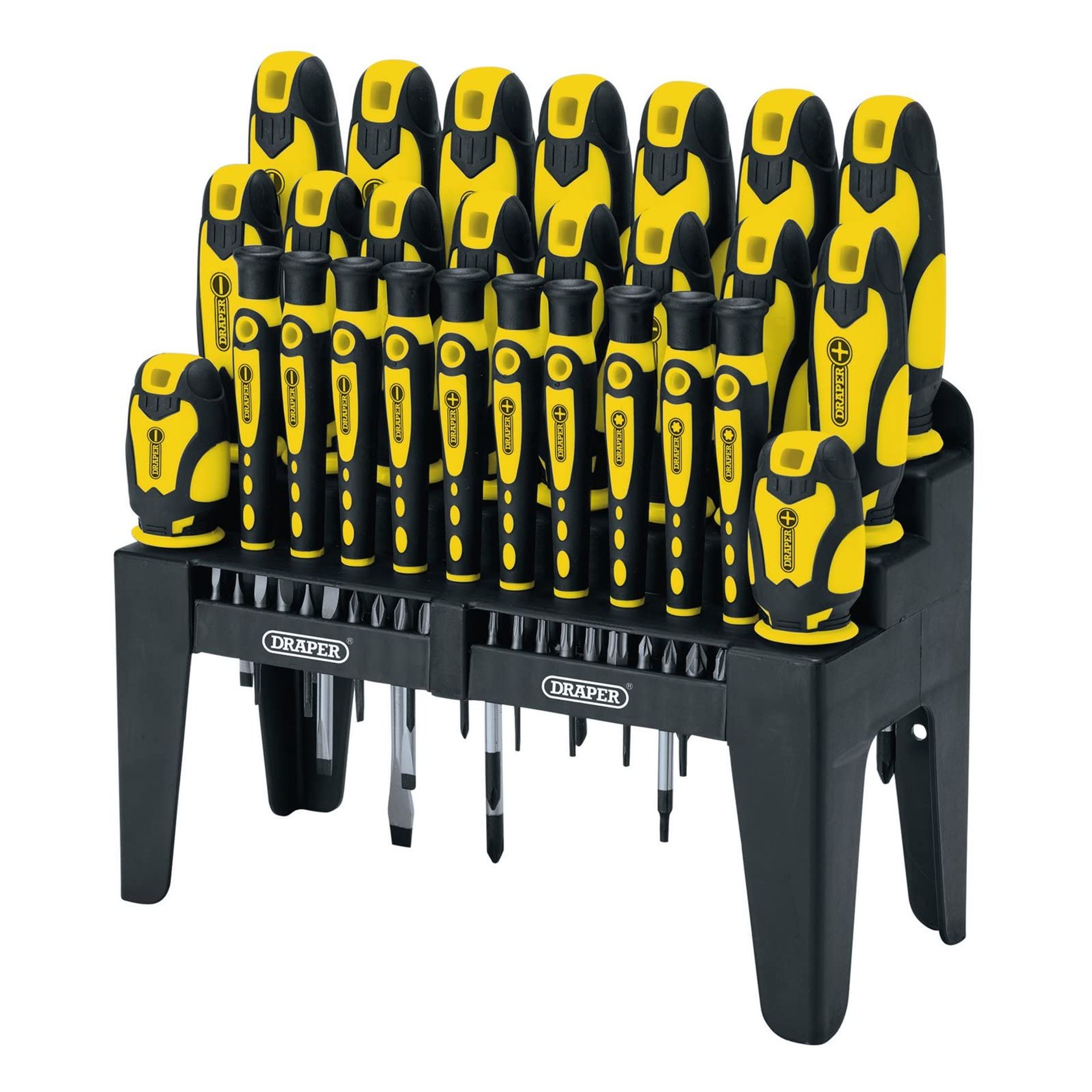 Soft Grip Screwdriver and Bit Set 47 Piece Magnetic Tips with Storage Case - Yellow 47 Piece