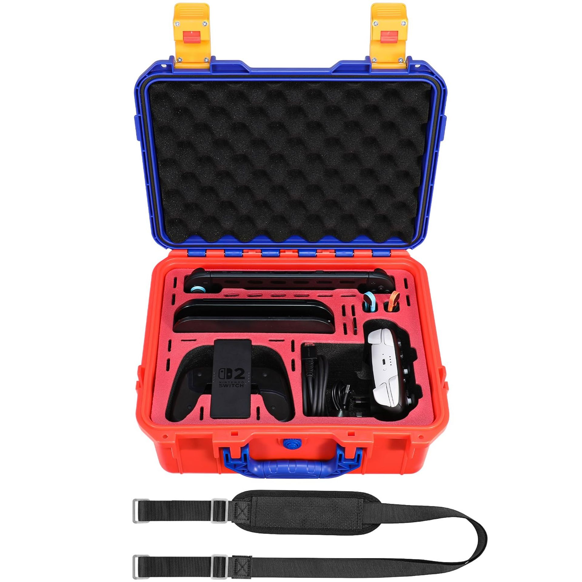 Hard Case for Nintendo Switch 2 Waterproof Travel Bag Holds 2 Pro Controllers 4 Joy-Cons 22 Game Cards - Colourful 35.5x28.5x16.5 cm