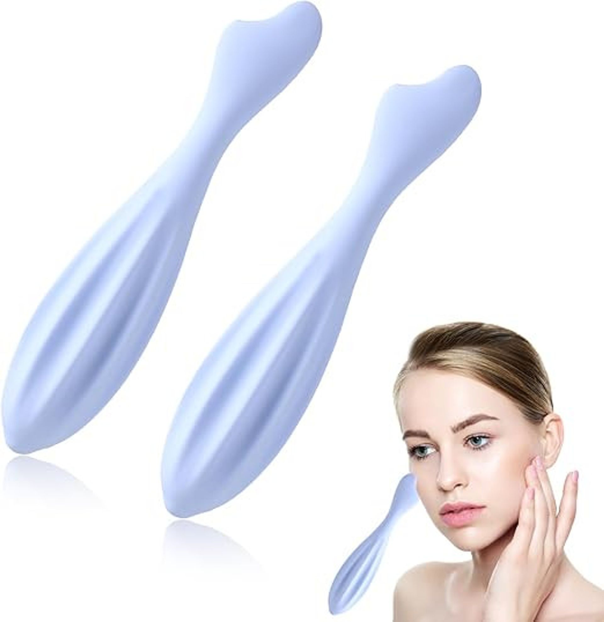 2pcs Silicone Face Massage Rollers, Facial Skin Care Guasha Sticks for Relaxation, Body Gua Sha Tool for Women