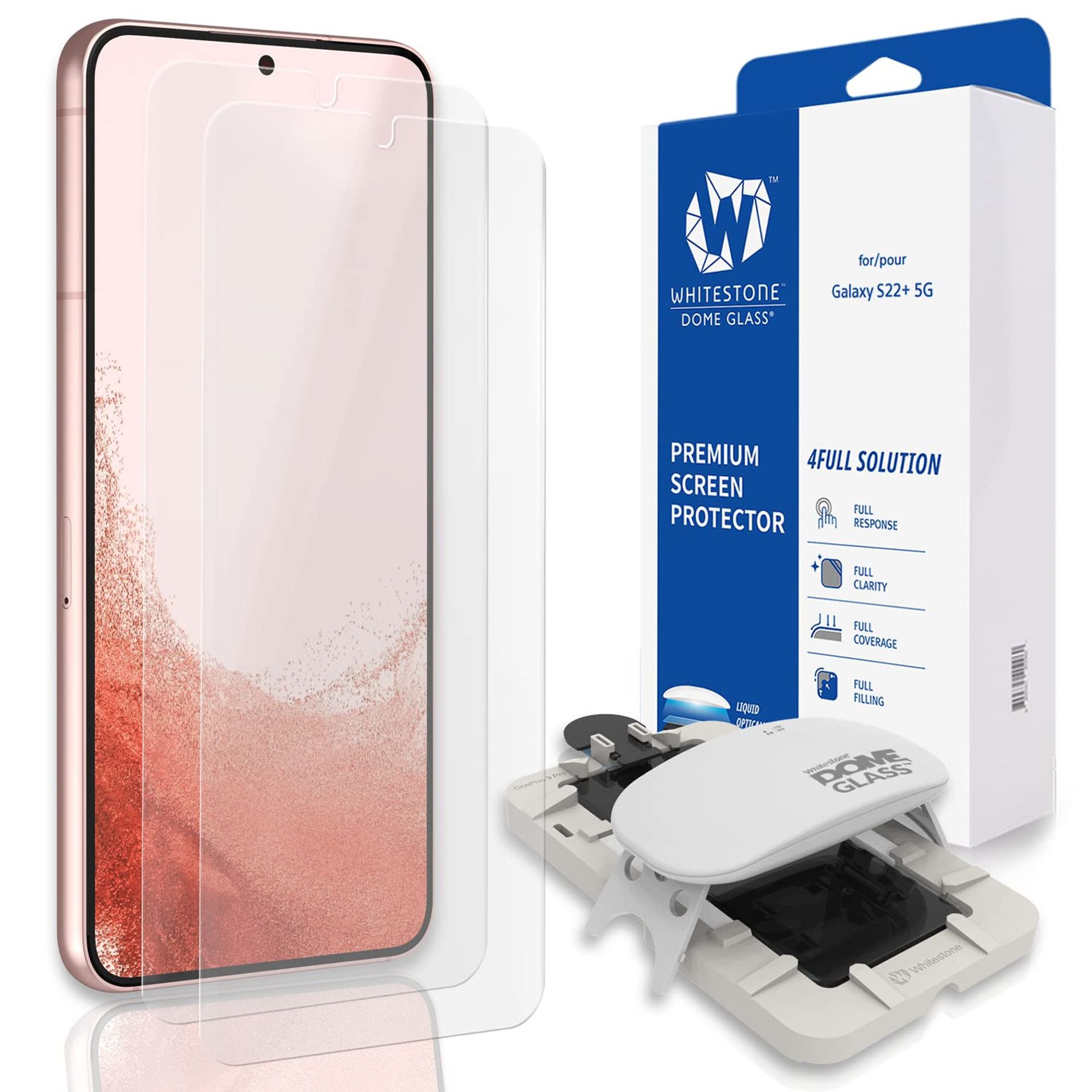 Whitestone Dome Glass 2 Pack Screen Protector UV Lamp Installation Kit Compatible with Samsung Galaxy S22 Plus - Transparency Samsung Galaxy S22 Plus