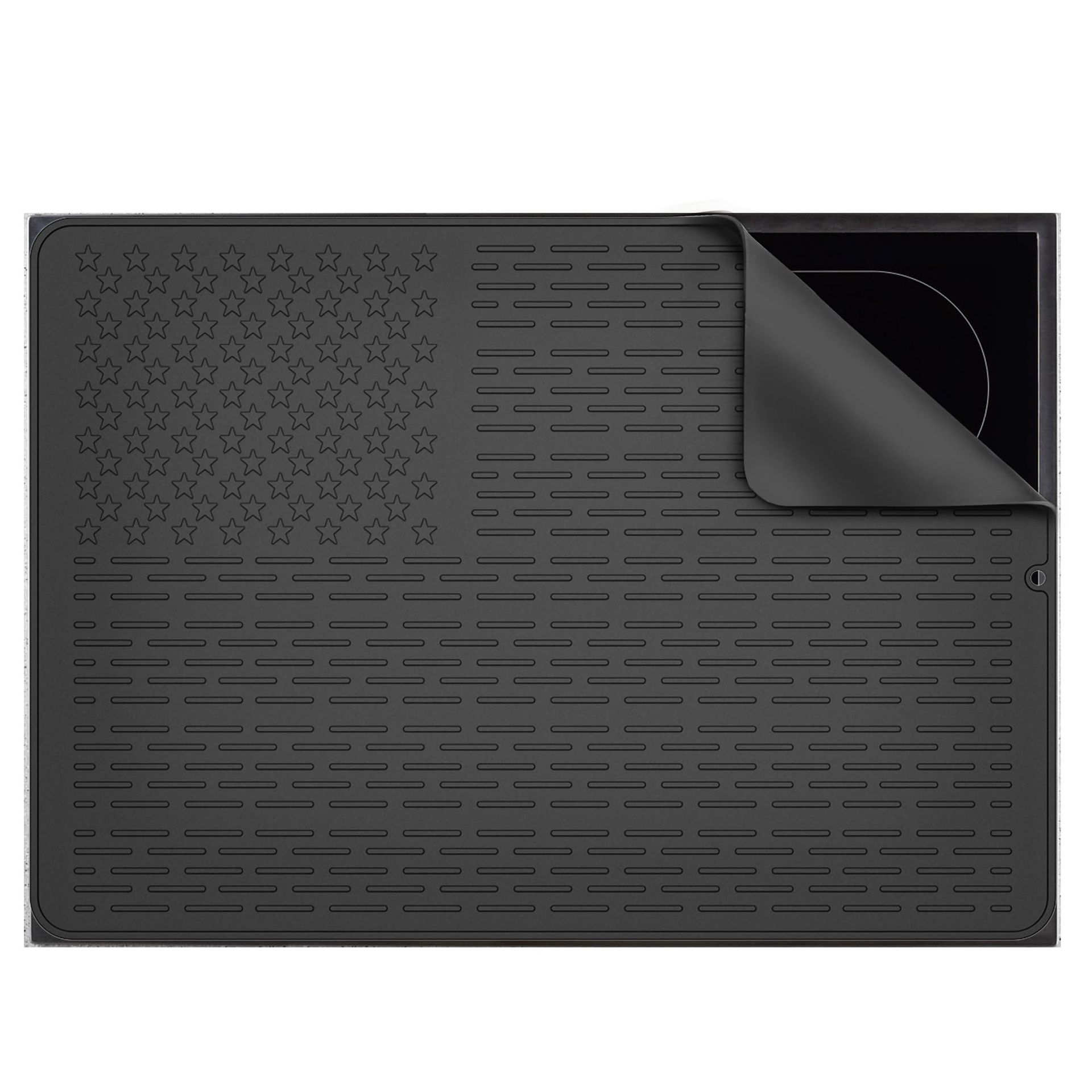 Silicone Electric Stove Cover Mat Heat Resistant Cooktop Protector Non-Slip Dish Drying Pad - Black 28"x20"