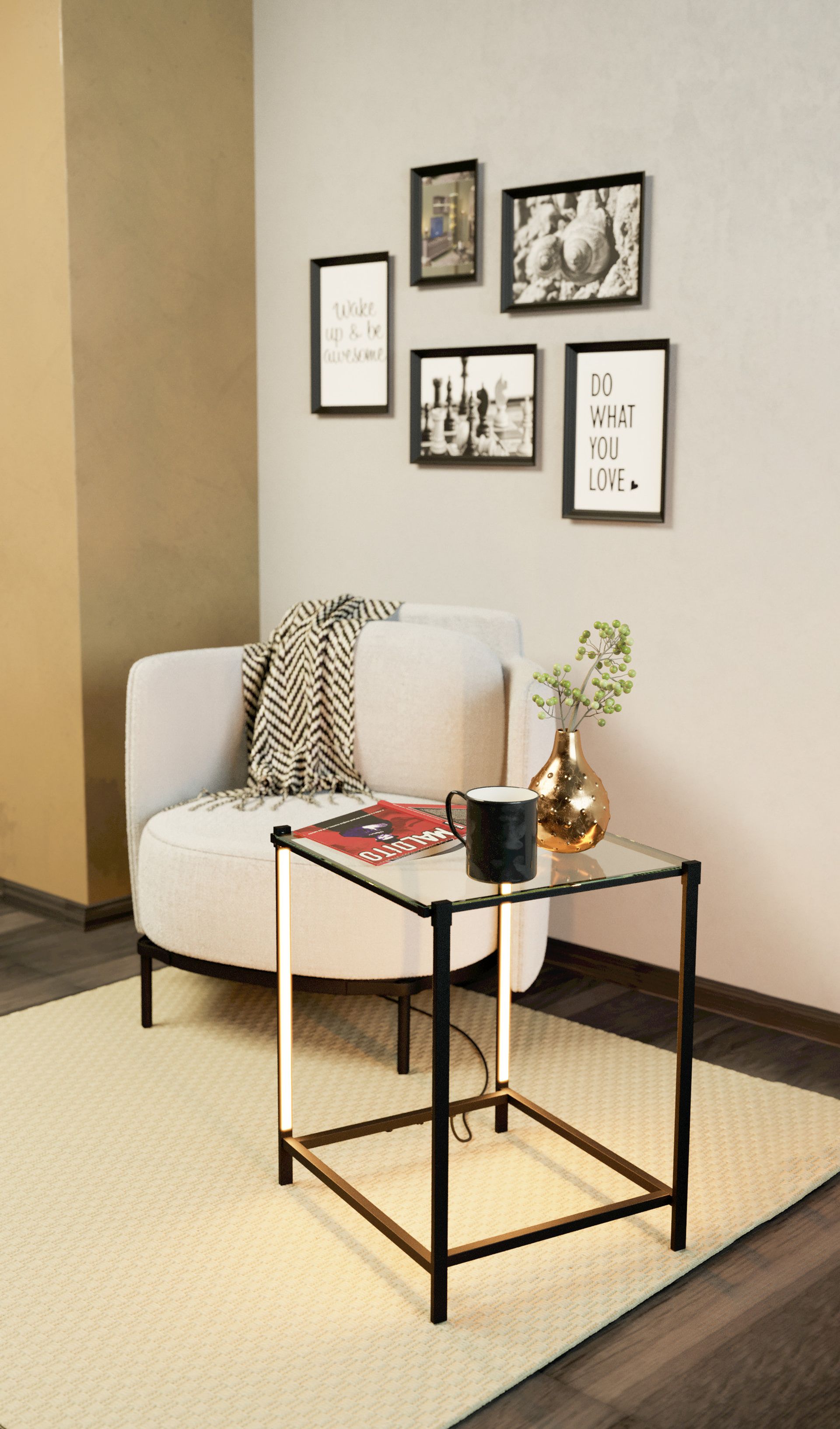NARANJO Light-Up Side Table – Black LED