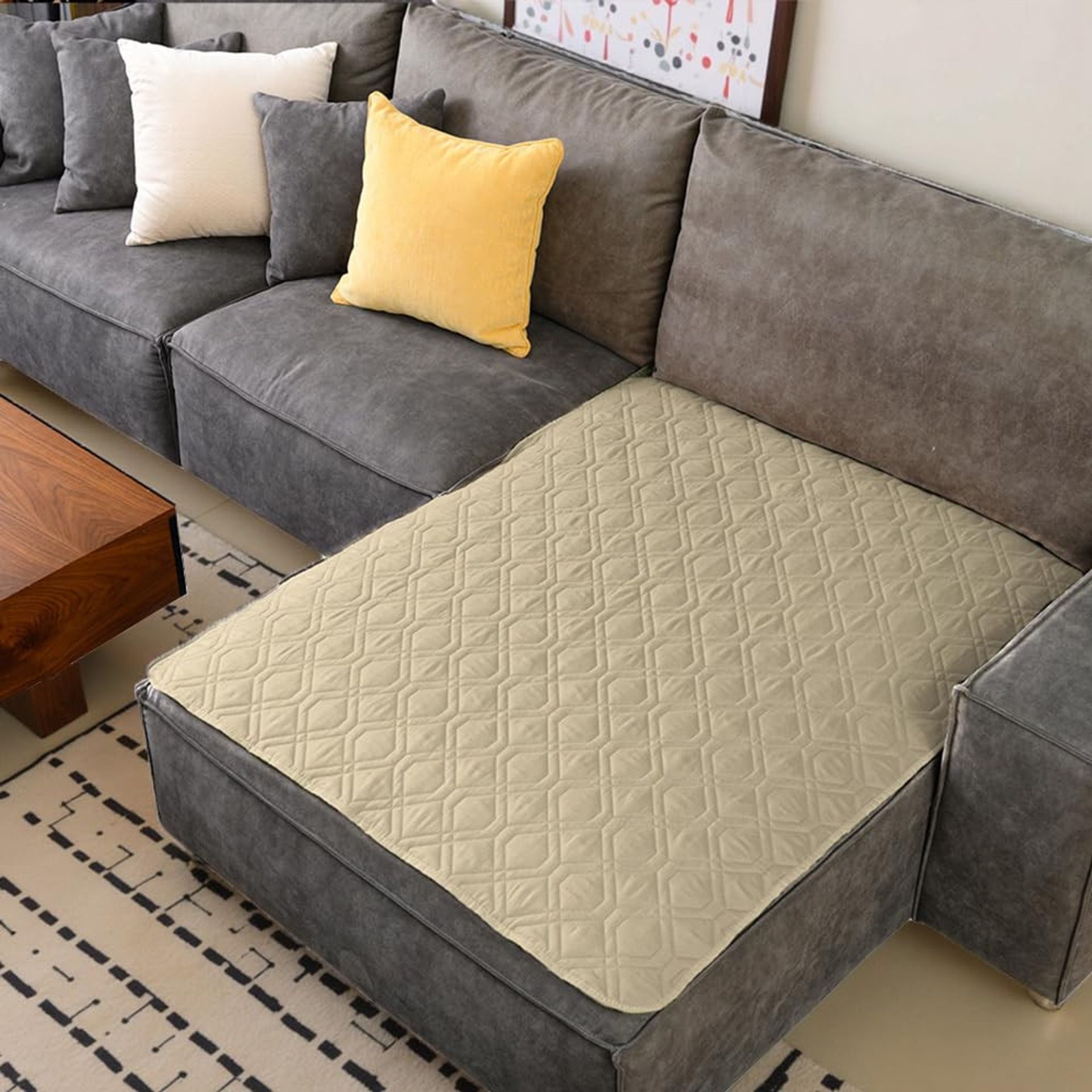 Waterproof Dog Blanket Machine Washable Soft Sofa & Bed Protector - Beige 132x203cm