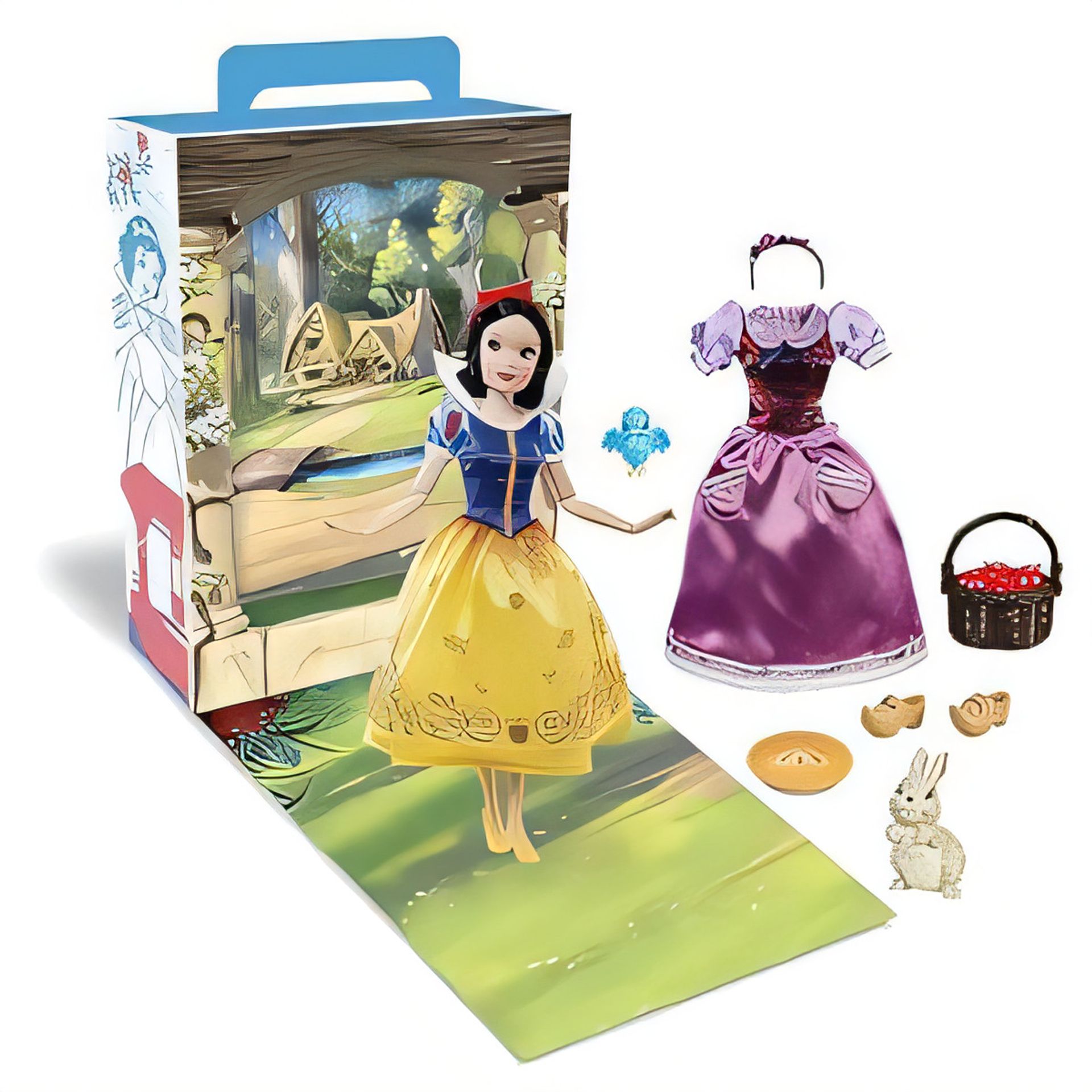Disney Store Snow White Story Doll with 2 Outfits, Accessories & Play Box Stage - Snow White 28cm