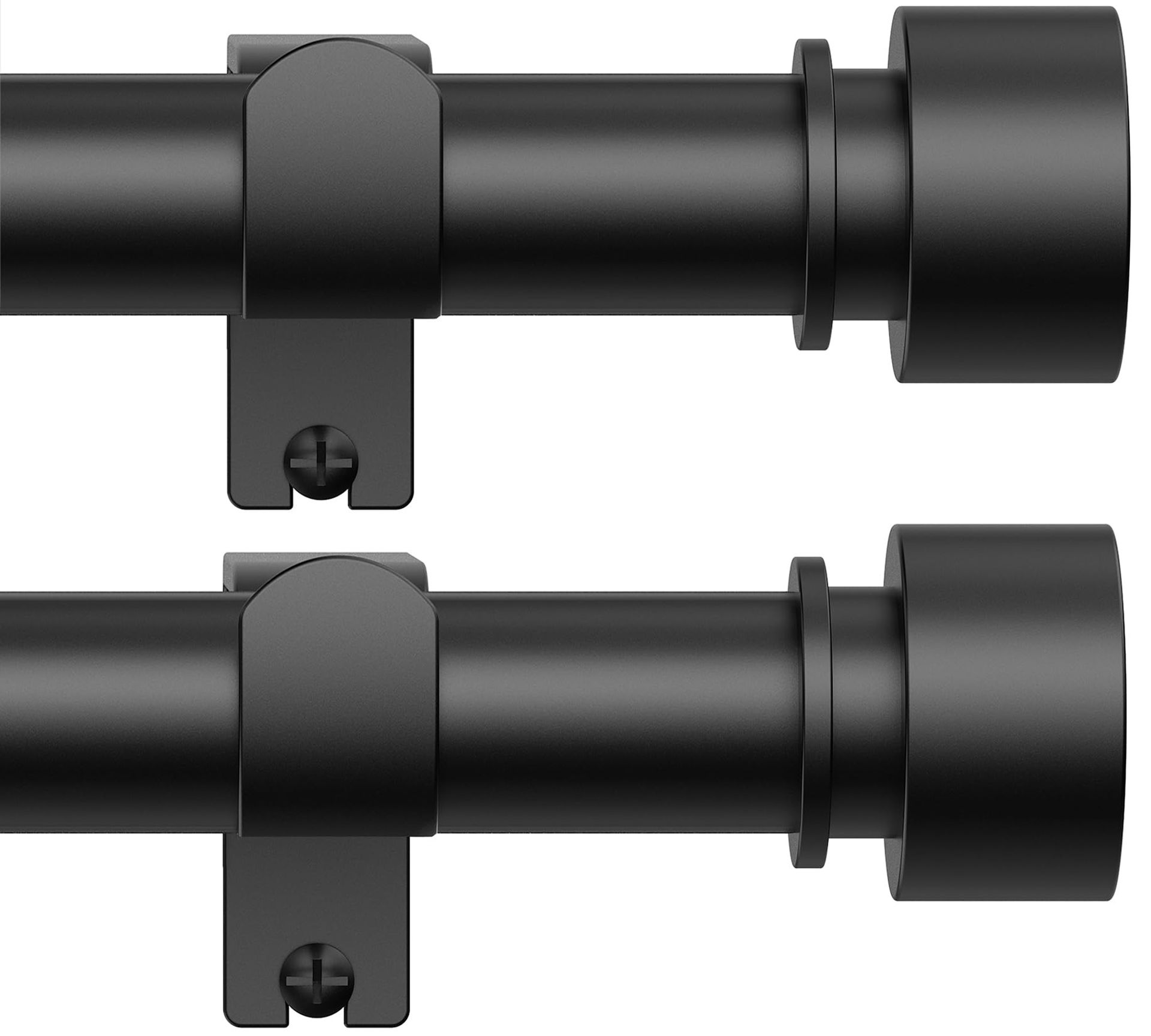 Heavy Duty Adjustable Curtain Poles 2 Pack Extendable Metal Rods for Windows 41–320 cm - Matte Black 45–325 cm