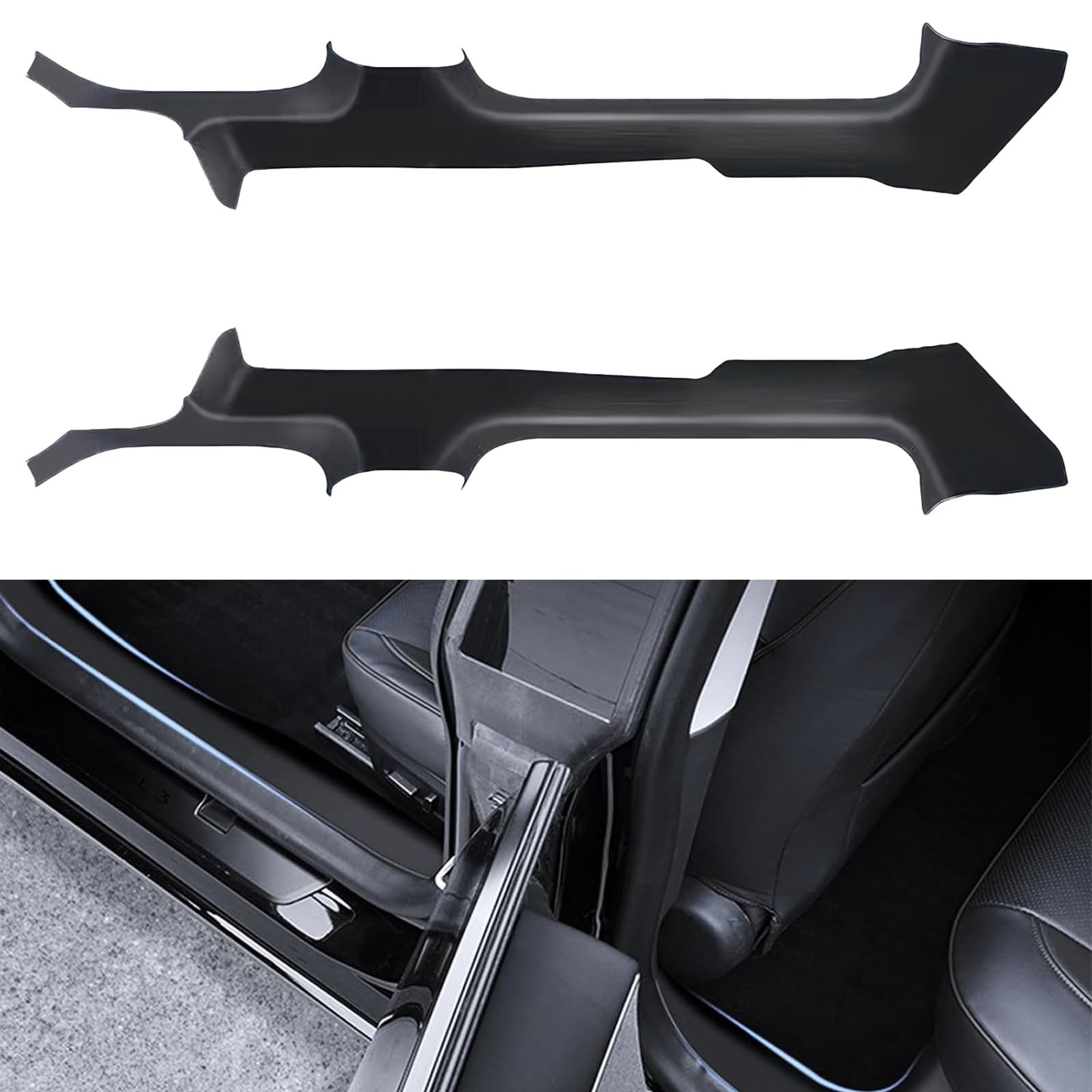 Rear Door Sill Protector Guards for Tesla Model Y 2019–2024 5-Seater Durable PP Covers - Black Rear Door Sill Protector Model Y 2019–2024