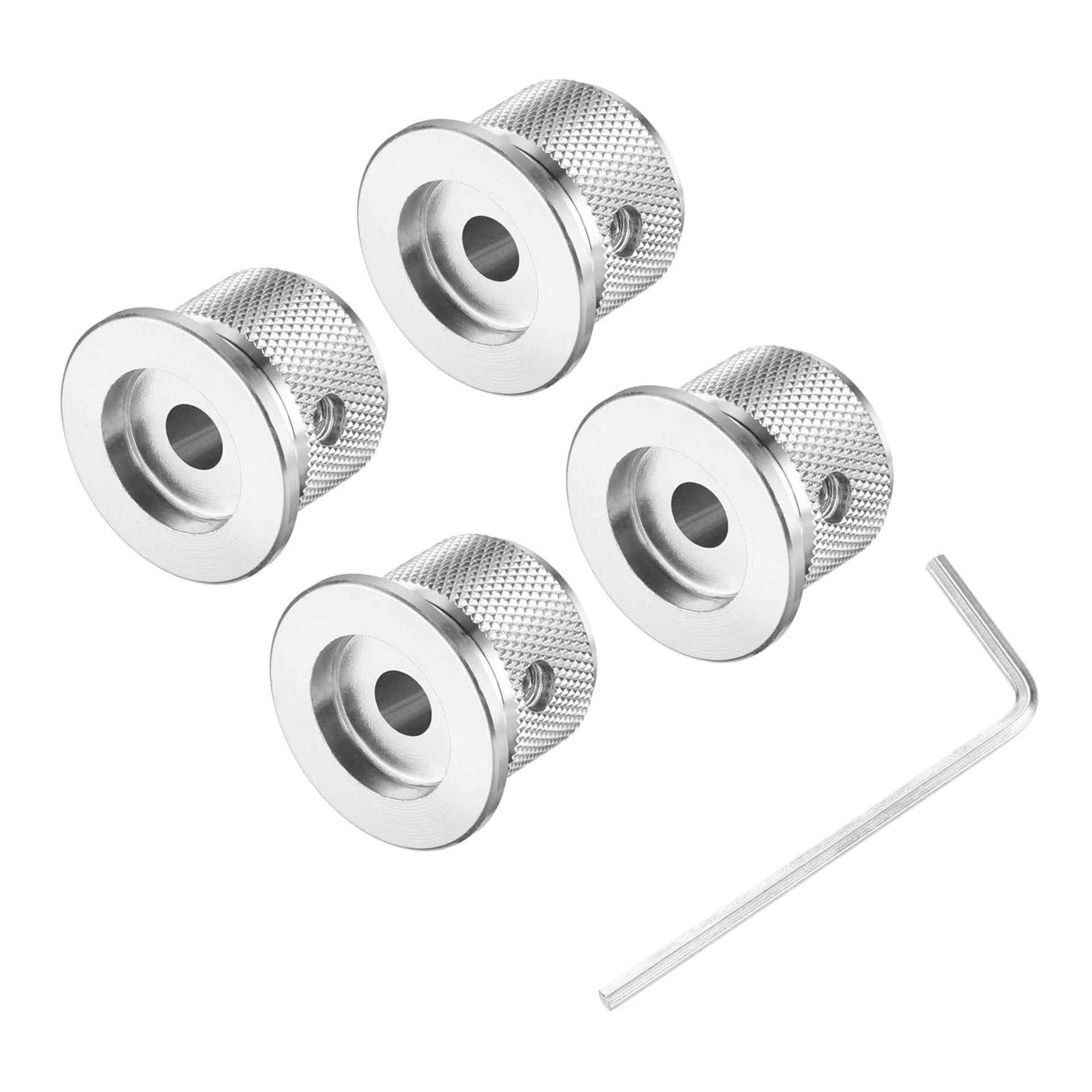 Aluminium Potentiometer Knobs 4 Pack 6mm x 25mm with Set Screw for Guitar Bass Control - Silver 6mm