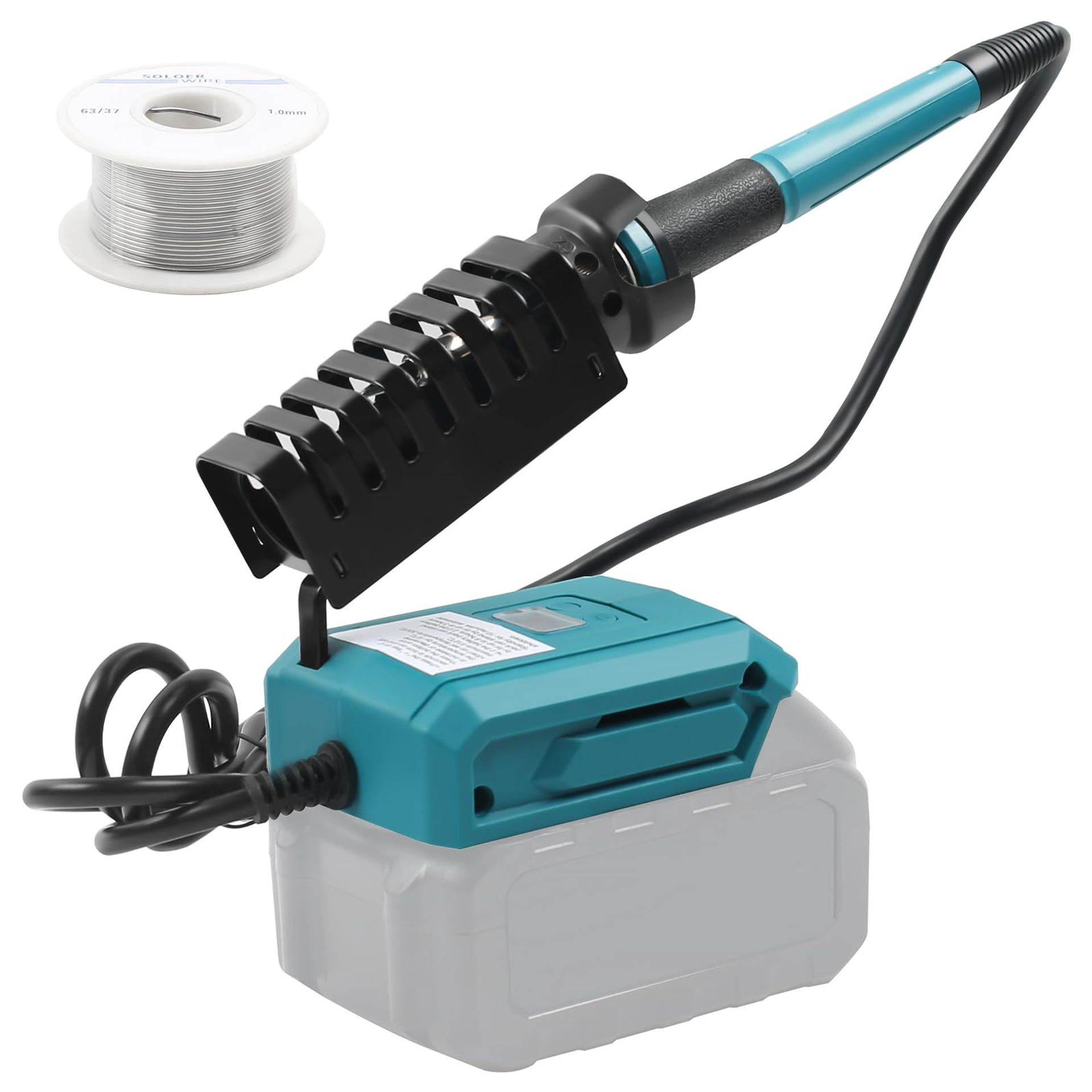 Cordless Soldering Iron Compatible with Ma-Kita 18V Battery, Fast Heating Digital Adjustable Solder Set for DIY, Jewellery & Appliance Repair - Blue Black BS-5236