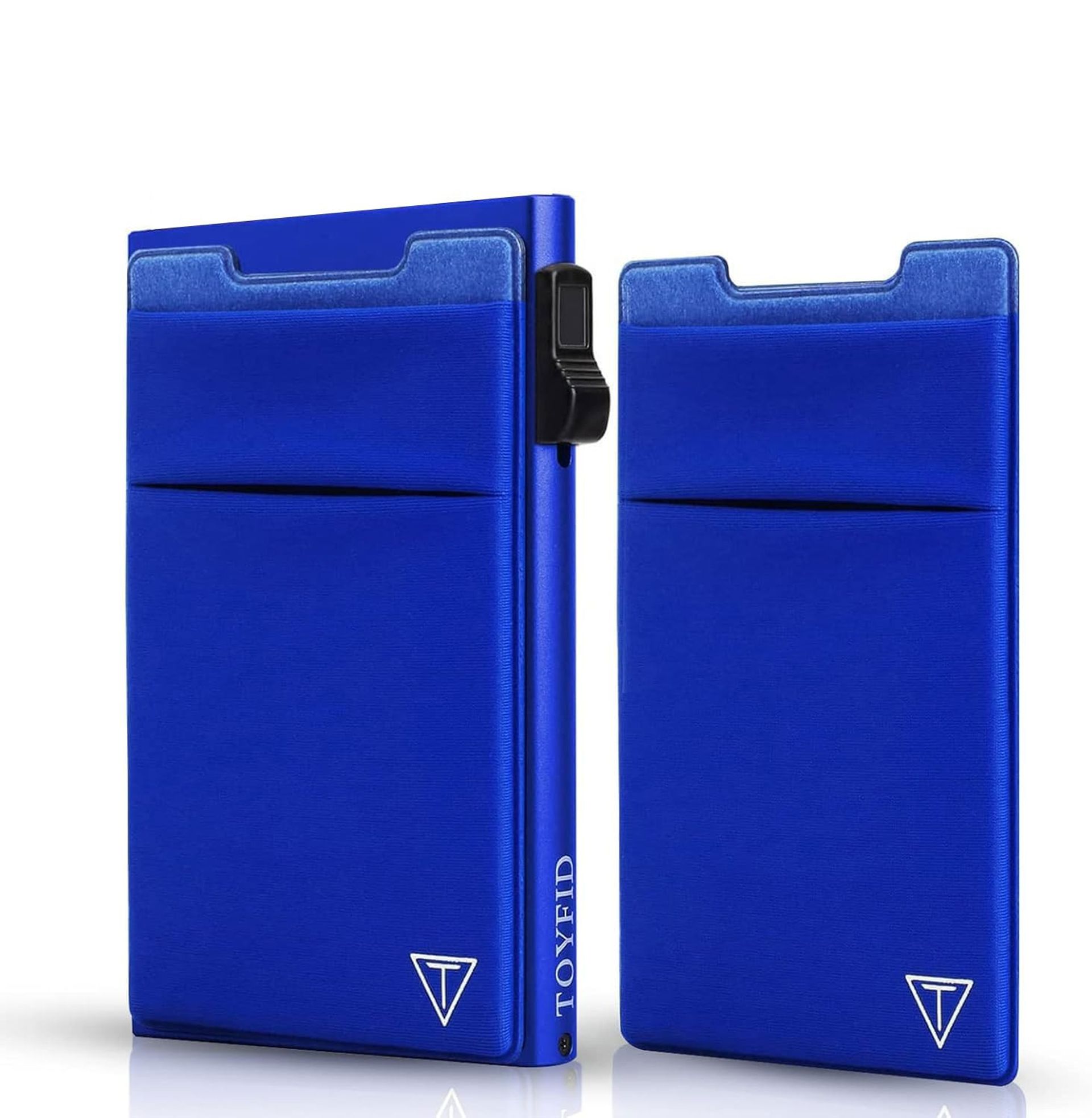Men's Slim Wallet RFID Blocking Aluminium Card Holder with Coin Compartment and Quick Access Design - Blue S