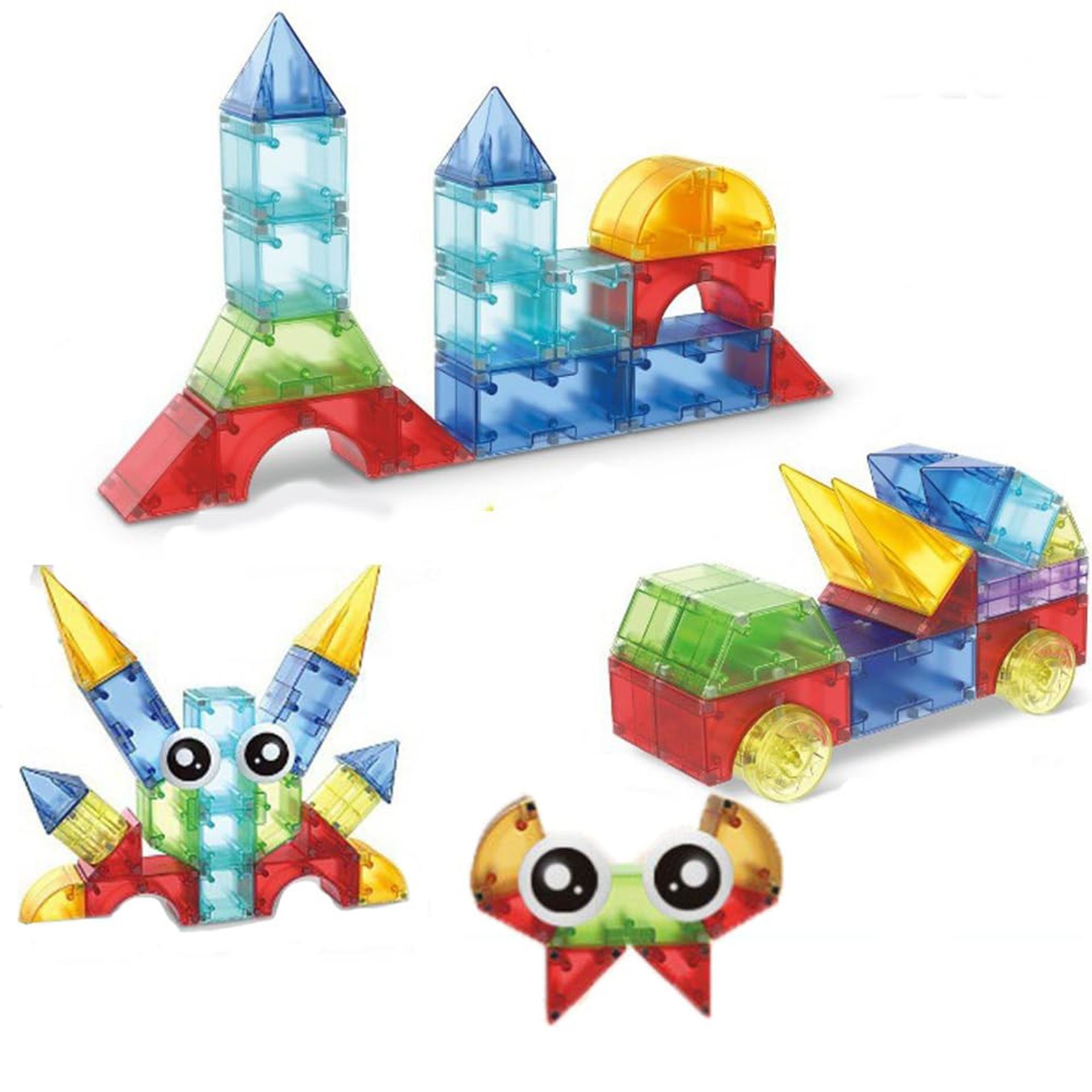 62PCS Magnetic Building Blocks Kids 3D Geometric Construction STEM Toy Set Educational Creative Play - Multicolour 62PCS
