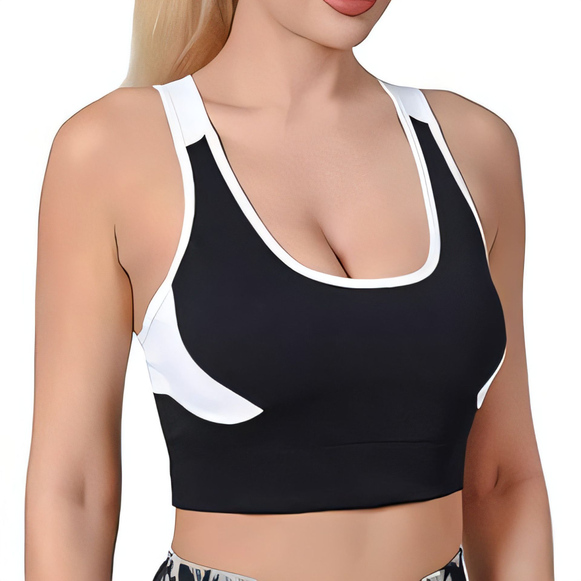 Women's Seamless Sports Bra Padded Racerback Wirefree High/Mid Impact - Black XL