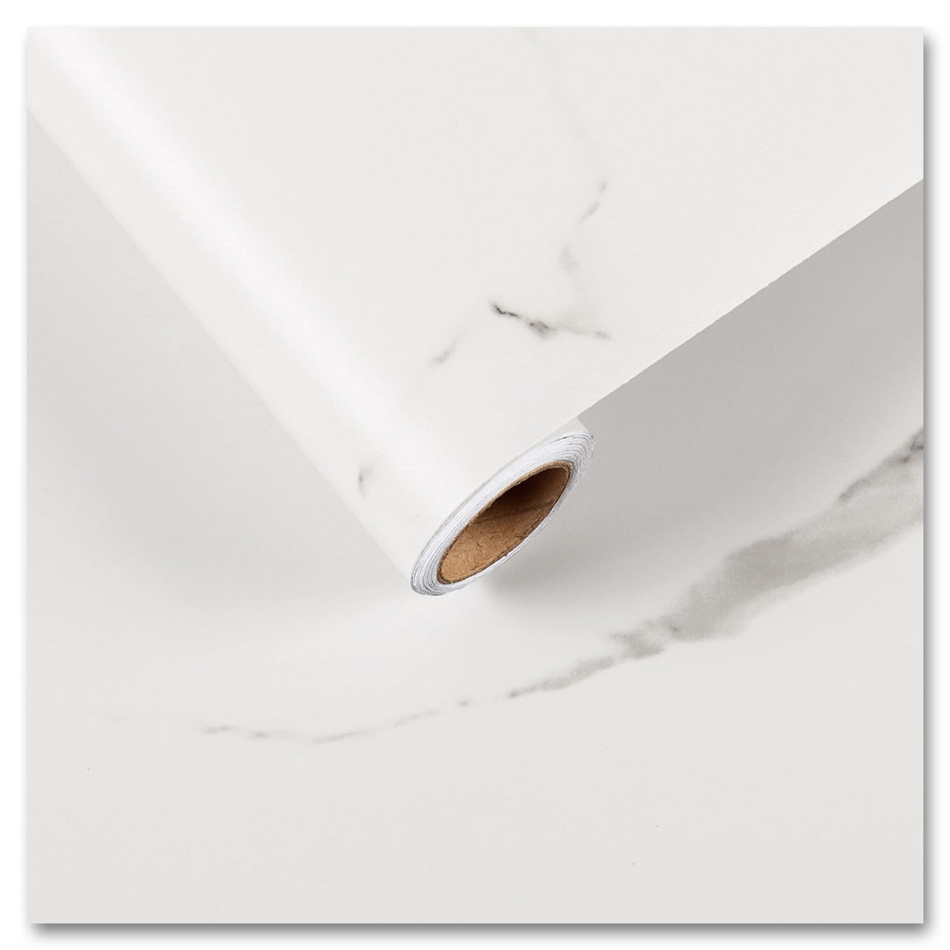 Peel and Stick Wallpaper Marble Vinyl Wrap Matte Self Adhesive Waterproof Contact Paper - White 30x900cm