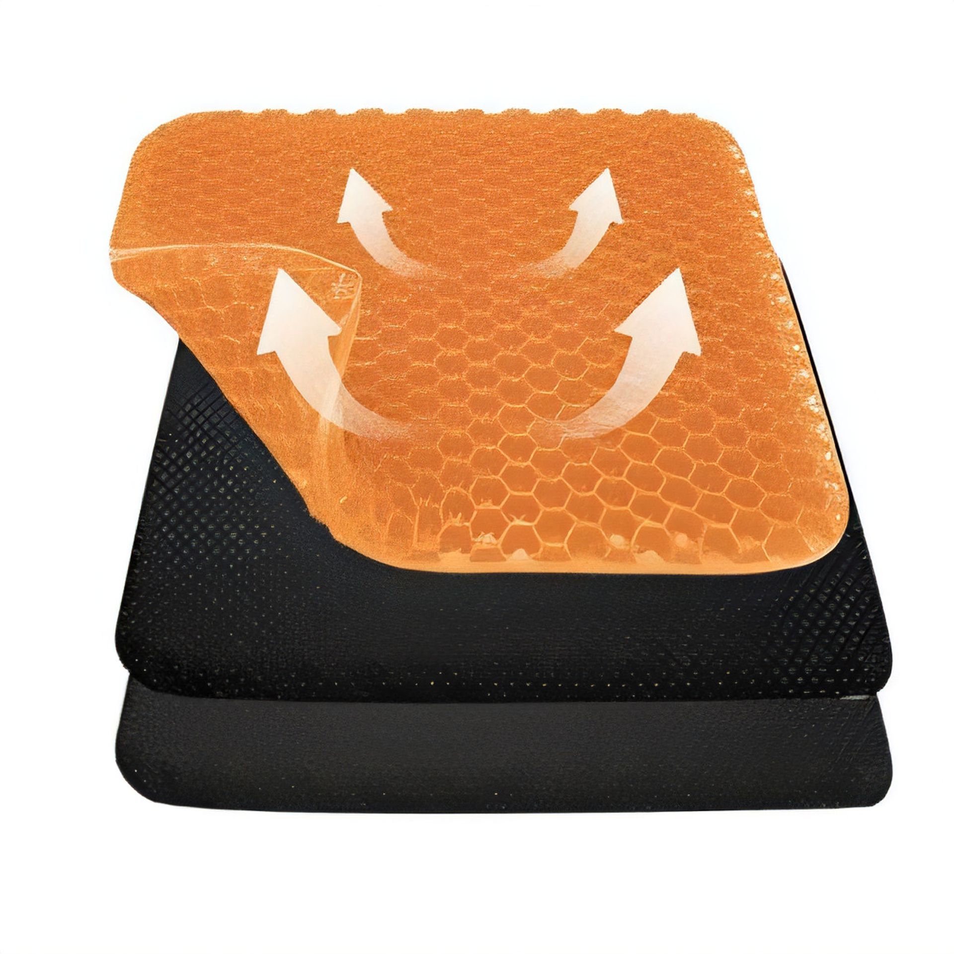 Gel Seat Cushion Double Thick Egg Design for Long Sitting with Non-Slip Breathable Cover - Orange 42x37x4 cm