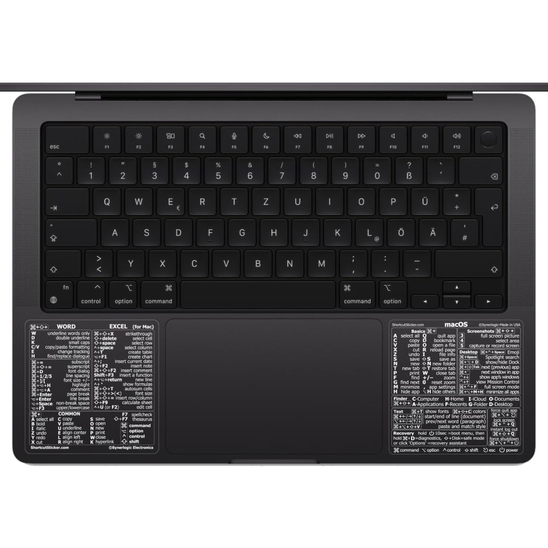 Mac Keyboard Shortcut Stickers for macOS Word Excel Quick Reference Pack of 10 Sets - Clear/White