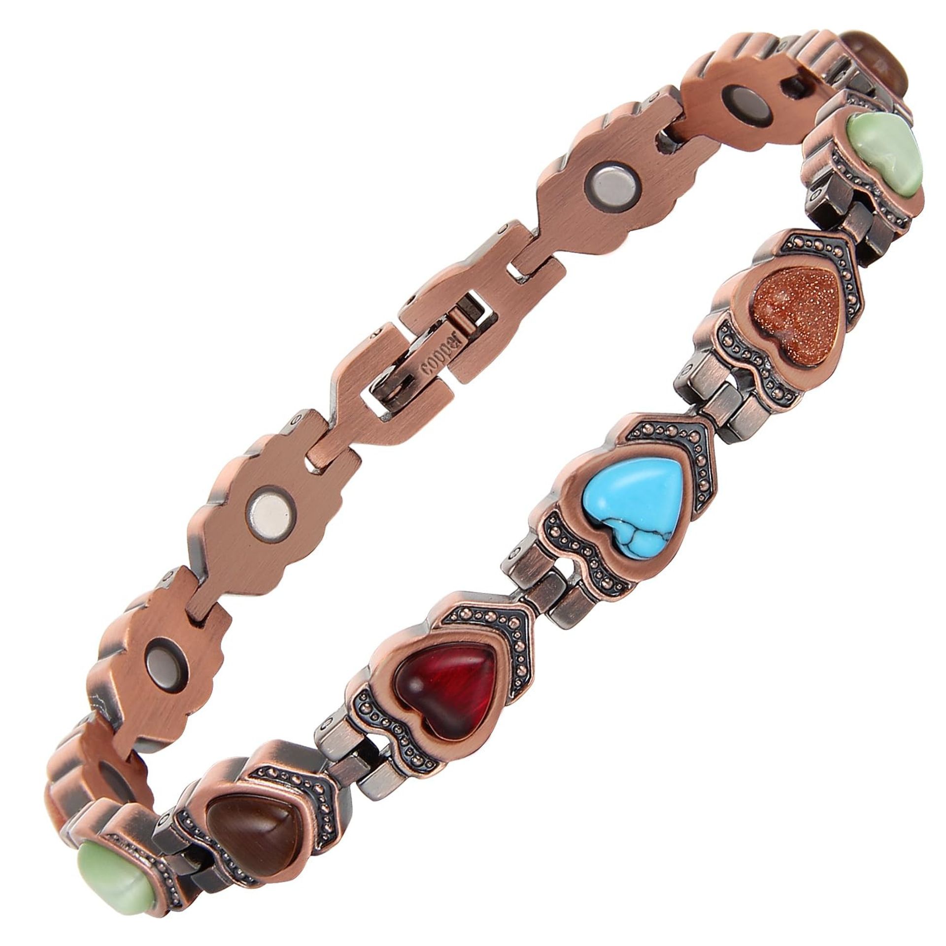 Copper Magnetic Bracelet for Women 99.9% Pure Copper with Turquoise Stone Adjustable Healing Jewellery Gift Box - Copper Cupid's Love Arrow