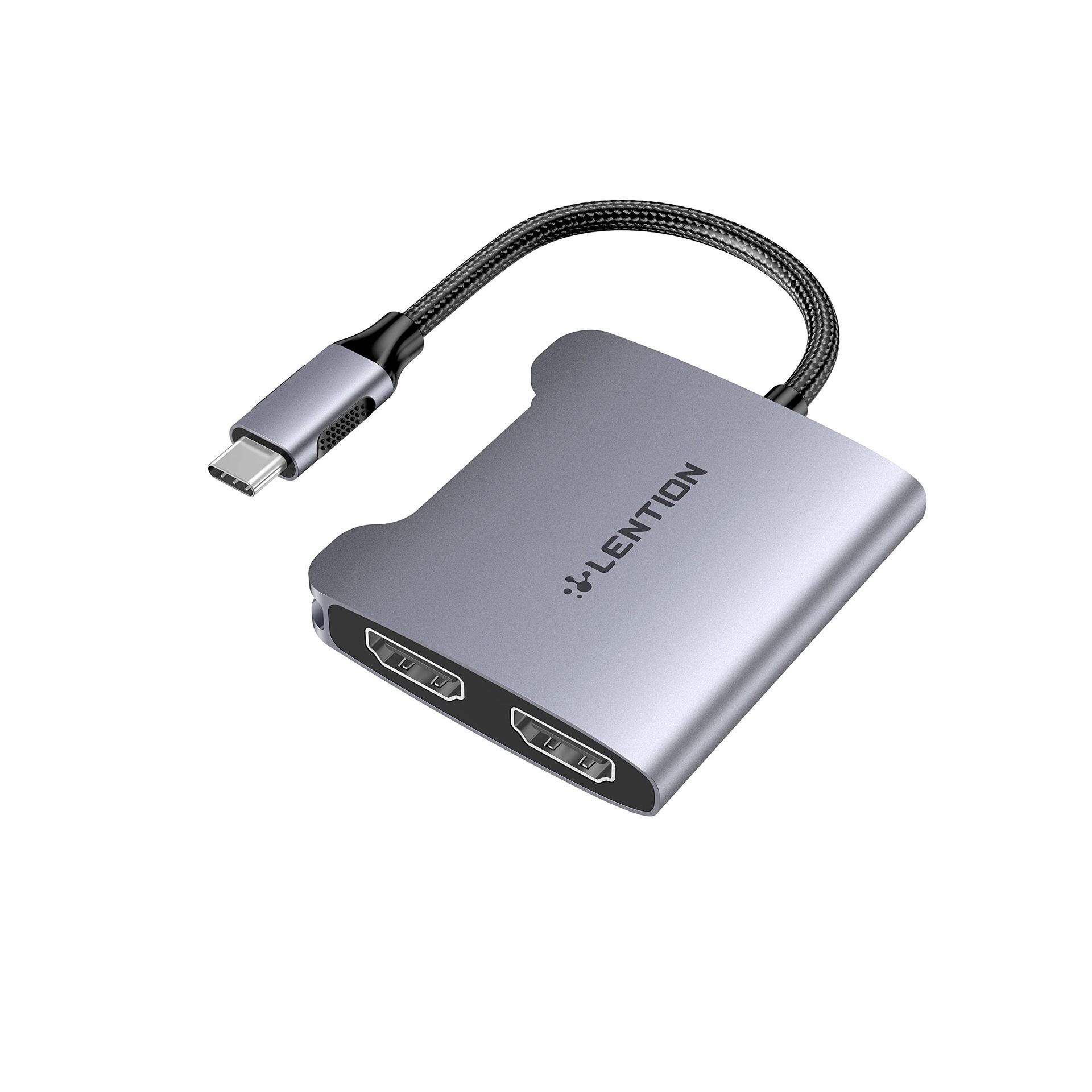 USB-C to Dual 4K HDMI Adapter Supports Two 4K/30Hz Monitors Compatible with MacBook Pro/Air, Surface, and Windows Laptops - Space Grey CF53