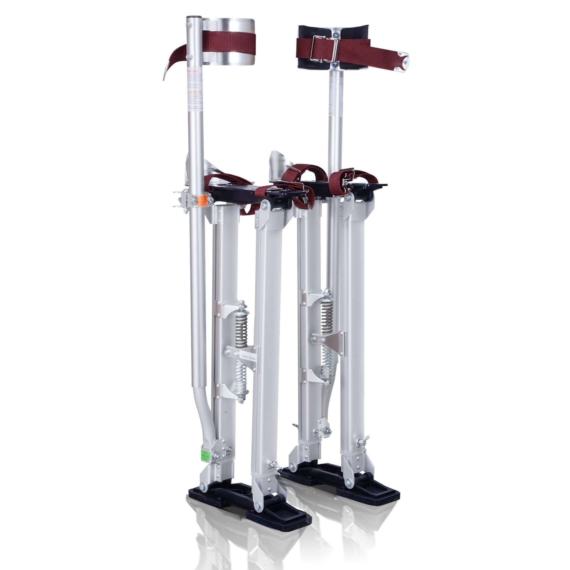 Drywall Stilts Aluminium Adjustable Height Lifts for Painting, Plastering & Decorating - Silver 18"-30"