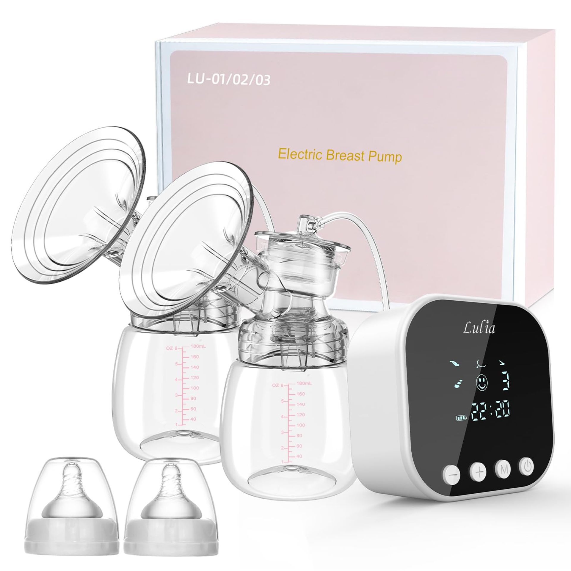 Electric Double Breast Pump 4 Modes 9 Levels Strong Suction Pain-Free Anti-Backflow BPA-Free - White Simplified Version