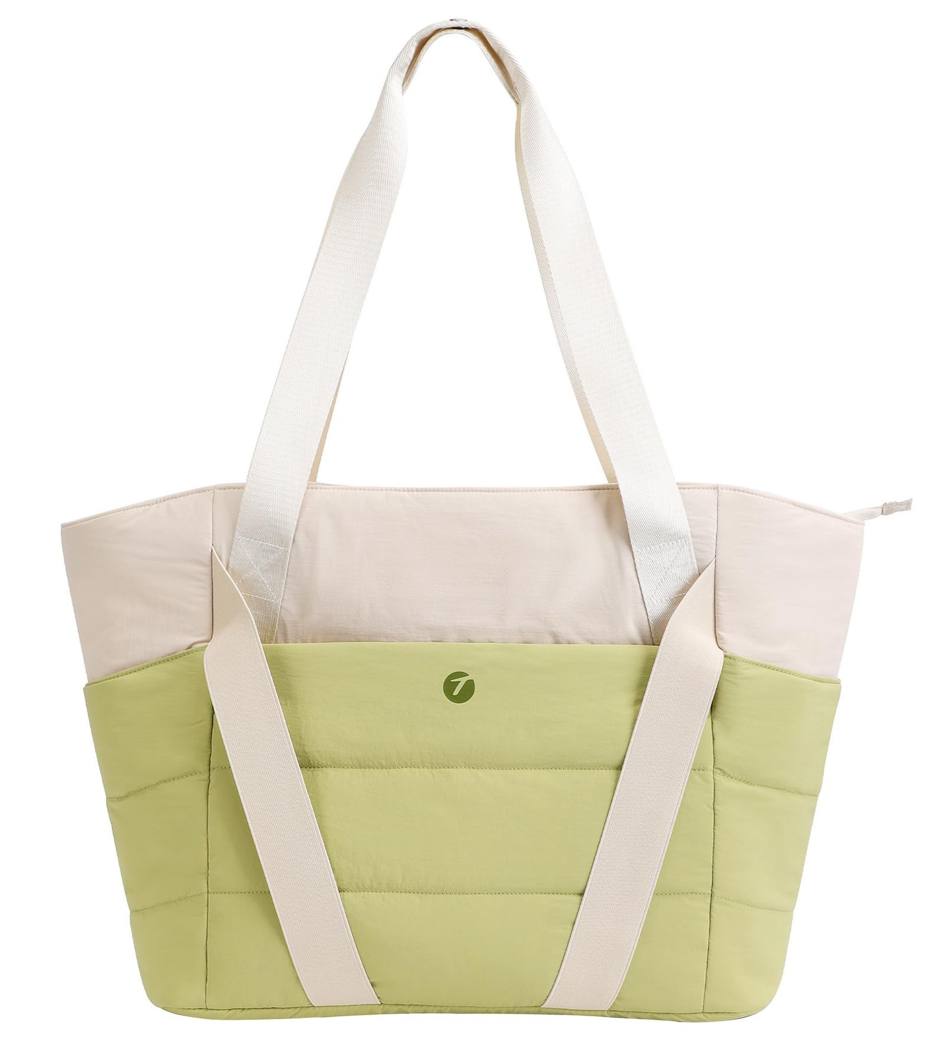 Women's Quilted Tote Bag Large Shoulder Handbag Puffer Design for Work, Gym & Travel - Green L - Student Essentials