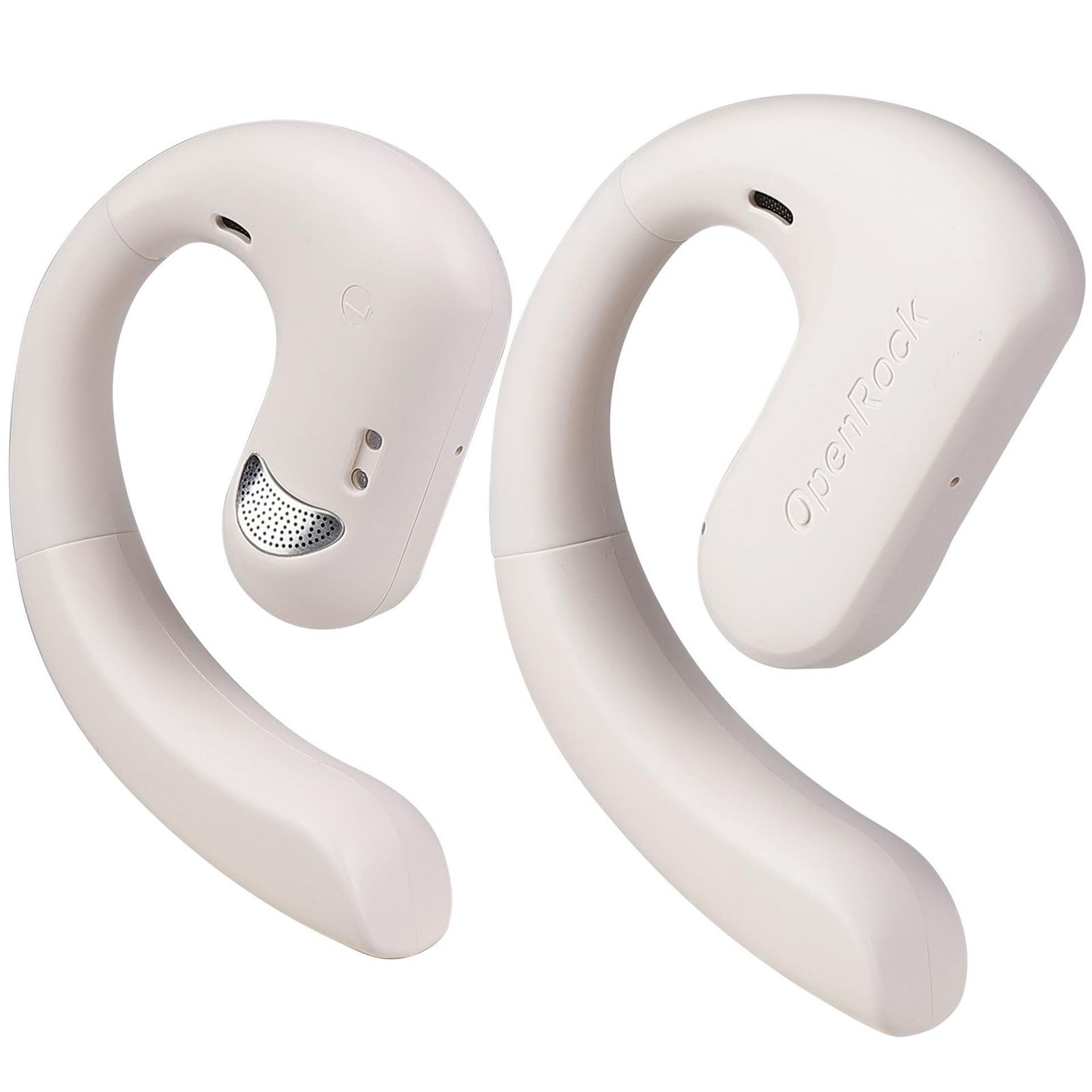 Open Ear Bluetooth 5.3 Headphones with Deep Bass, ENC Noise Cancelling, 60-Hour Play Time, IPX5 Waterproof Sports Earbuds - White M