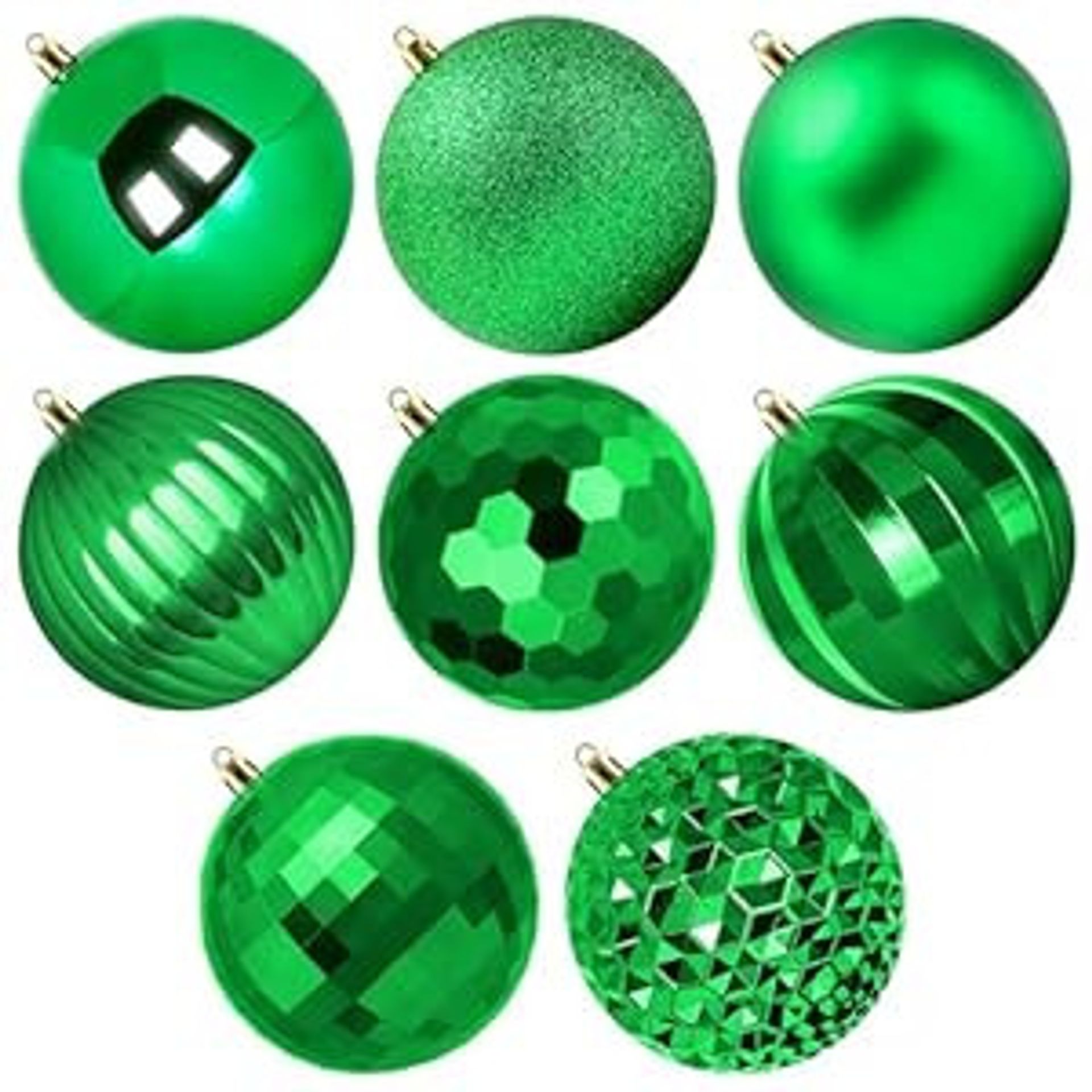 Extra Large Outdoor Christmas Baubles Shatterproof Plastic Hanging Decorations for Garden, Lawn & Tree - Green 15cm Set of 8