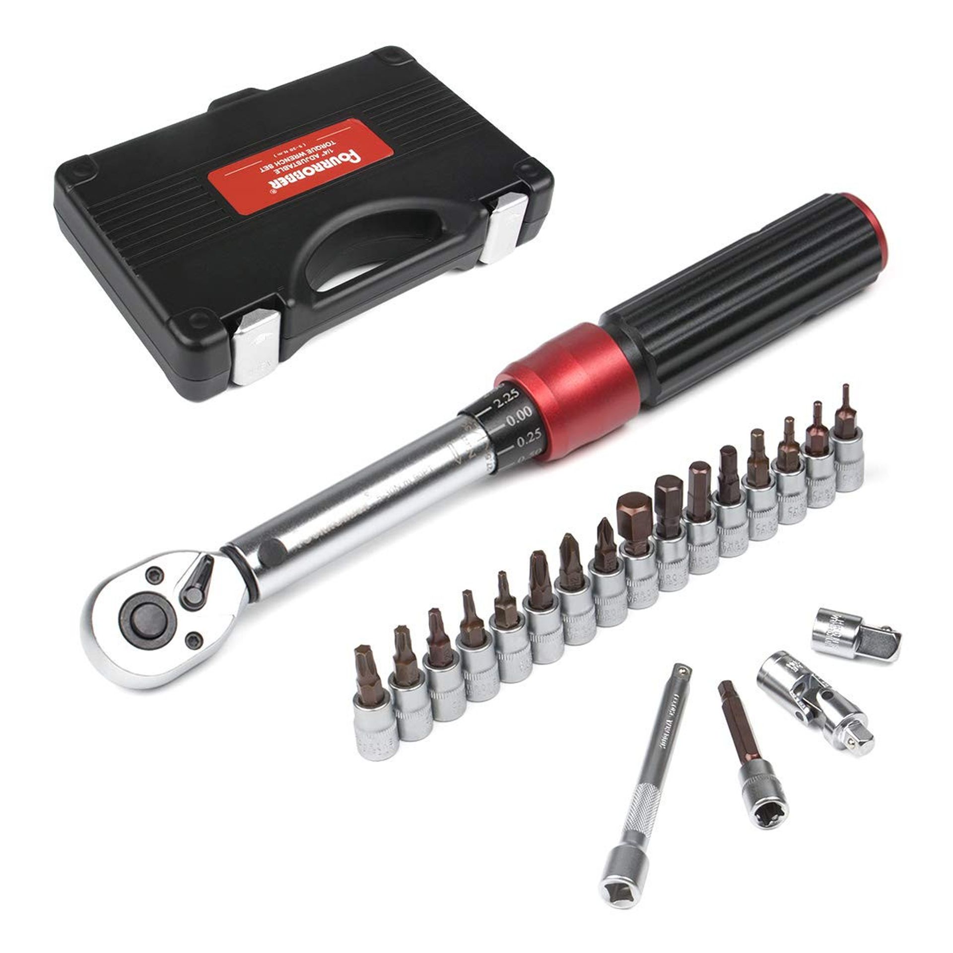 Torque Wrench Set 1/4-inch Drive Click Dual-Direction 90-Tooth Adjustable 5-30Nm ±3% Accuracy with Bits - Torque Wrench Set 1/4" 5-30Nm