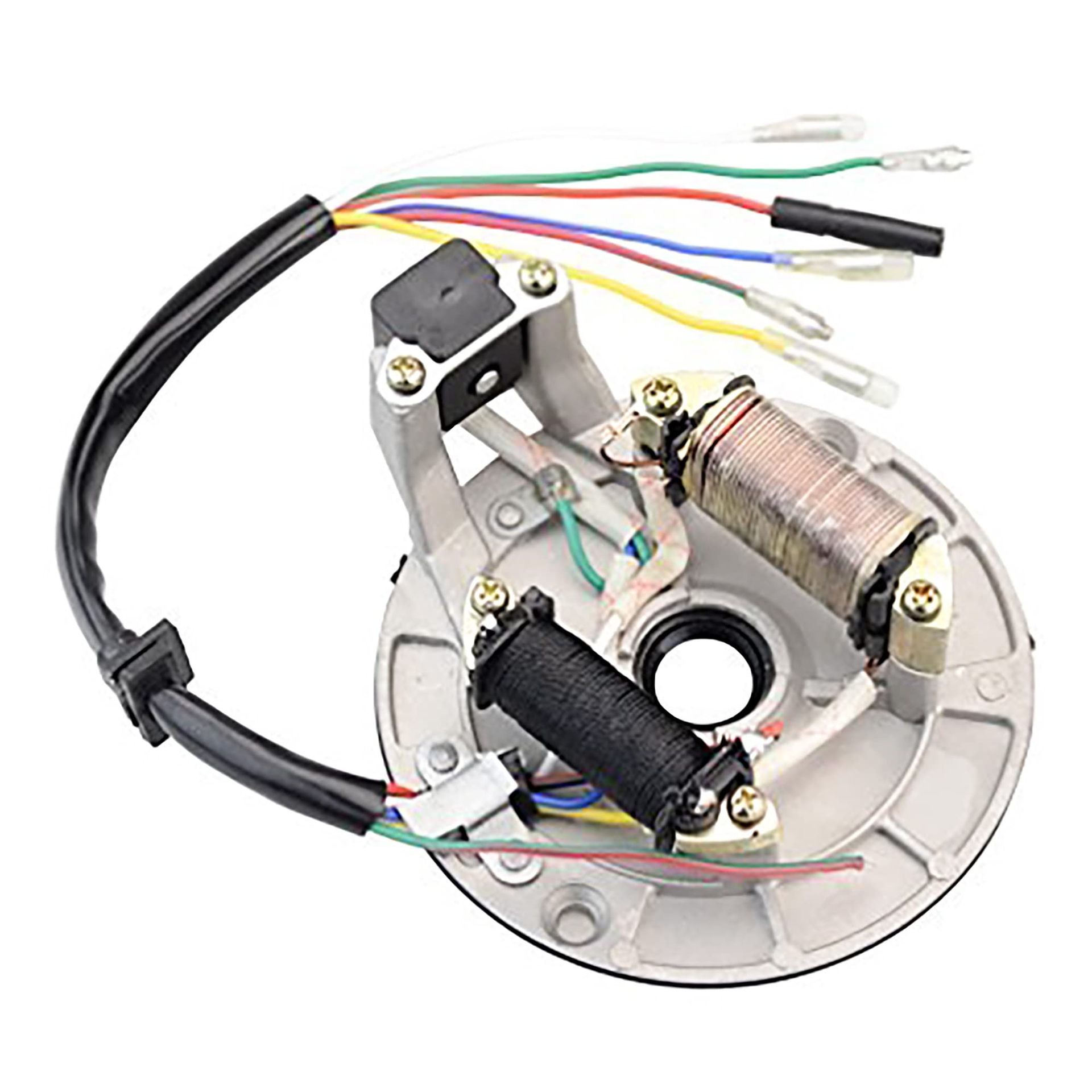 2 Coil Magneto Stator Replacement for 50cc–125cc Kick Start Dirt Bike ATV Taotao Kazuma SSR Baja - Silver K079-002