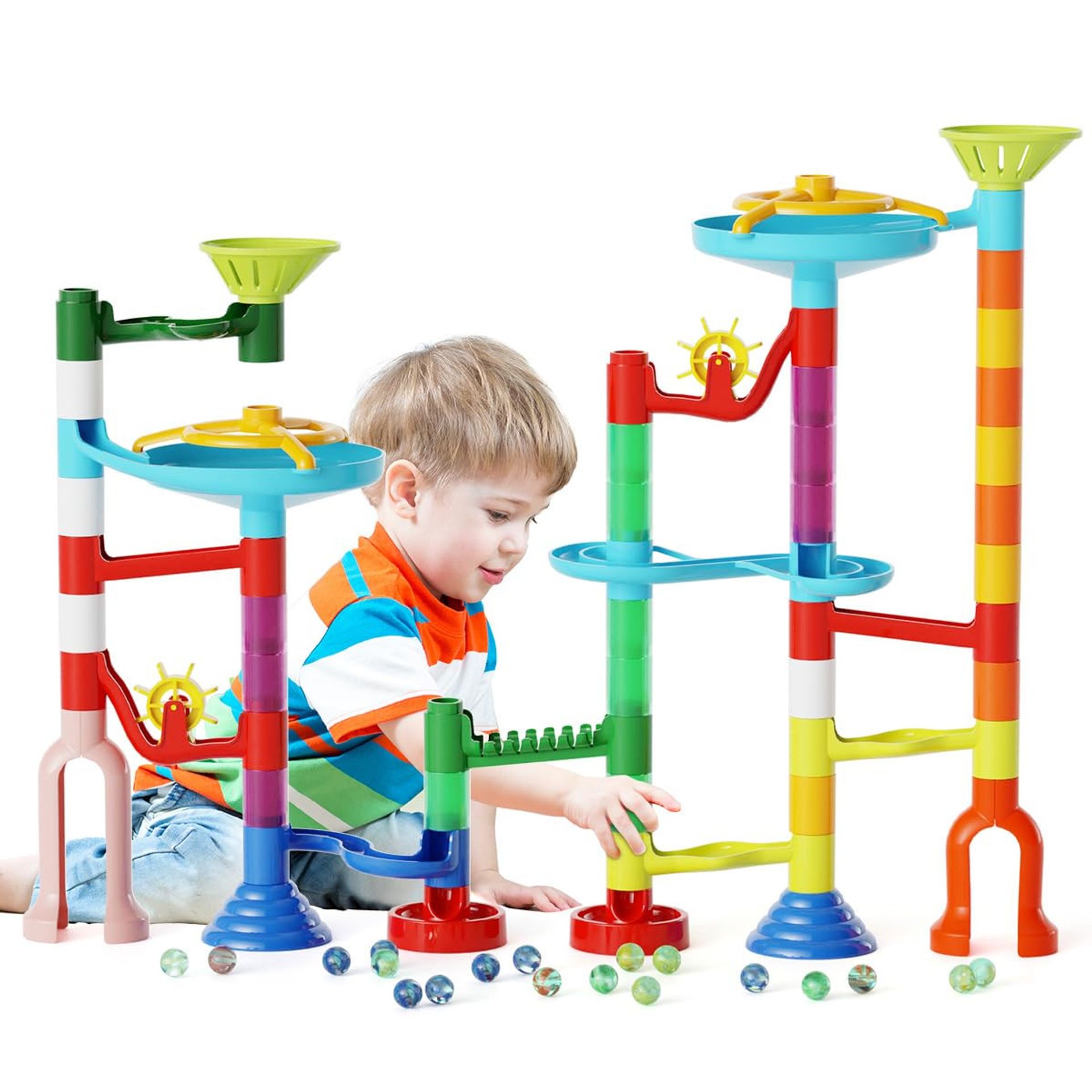 Marble Run Building Set 110-Piece STEM Educational Construction Toy for Kids 3–12 Years Creative Gift - Multicolour Model 8105