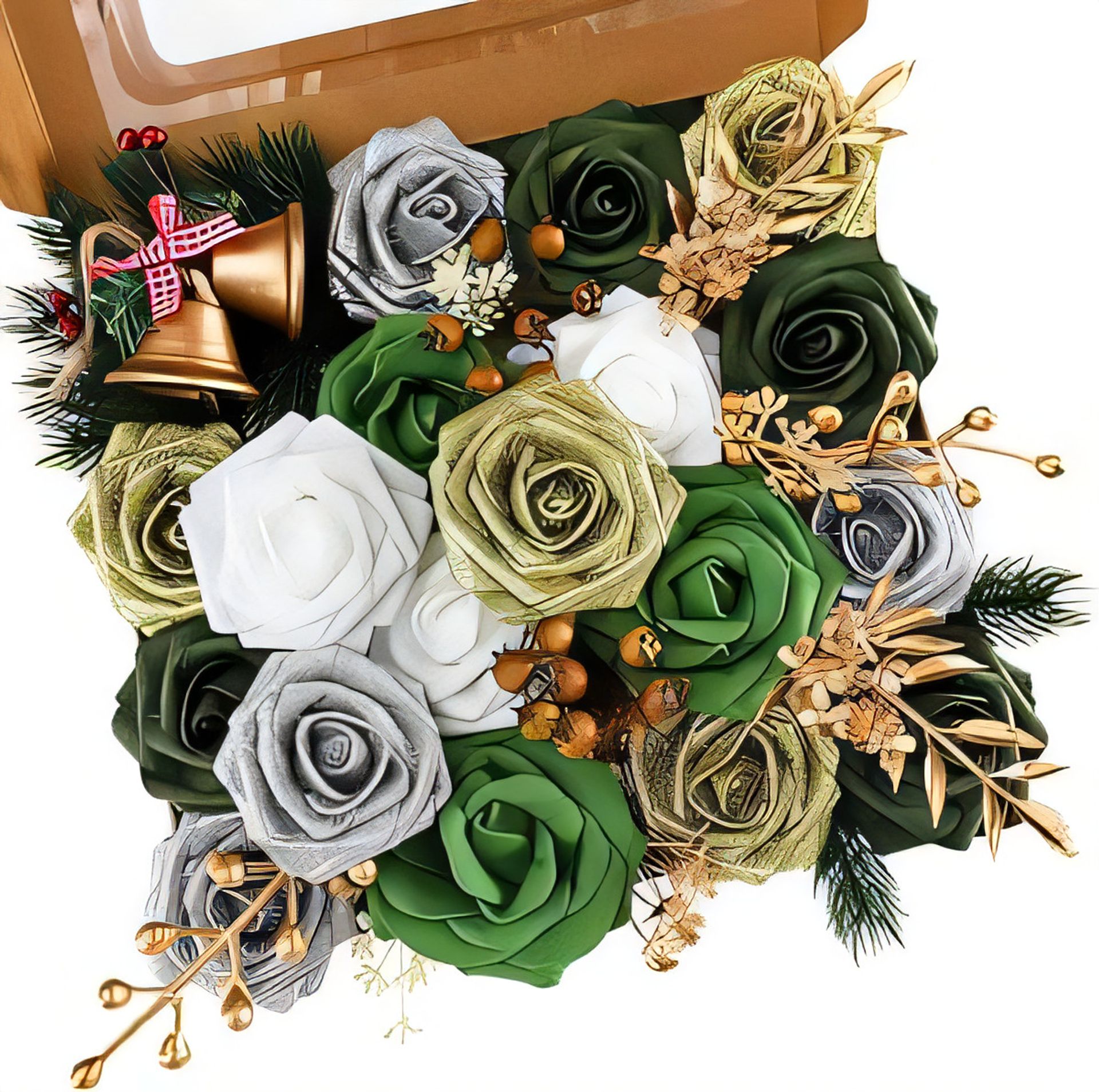 Elegant Poinsettia Artificial Christmas Flowers for Weddings & Home Décor - Gold, Silver & Green Mix