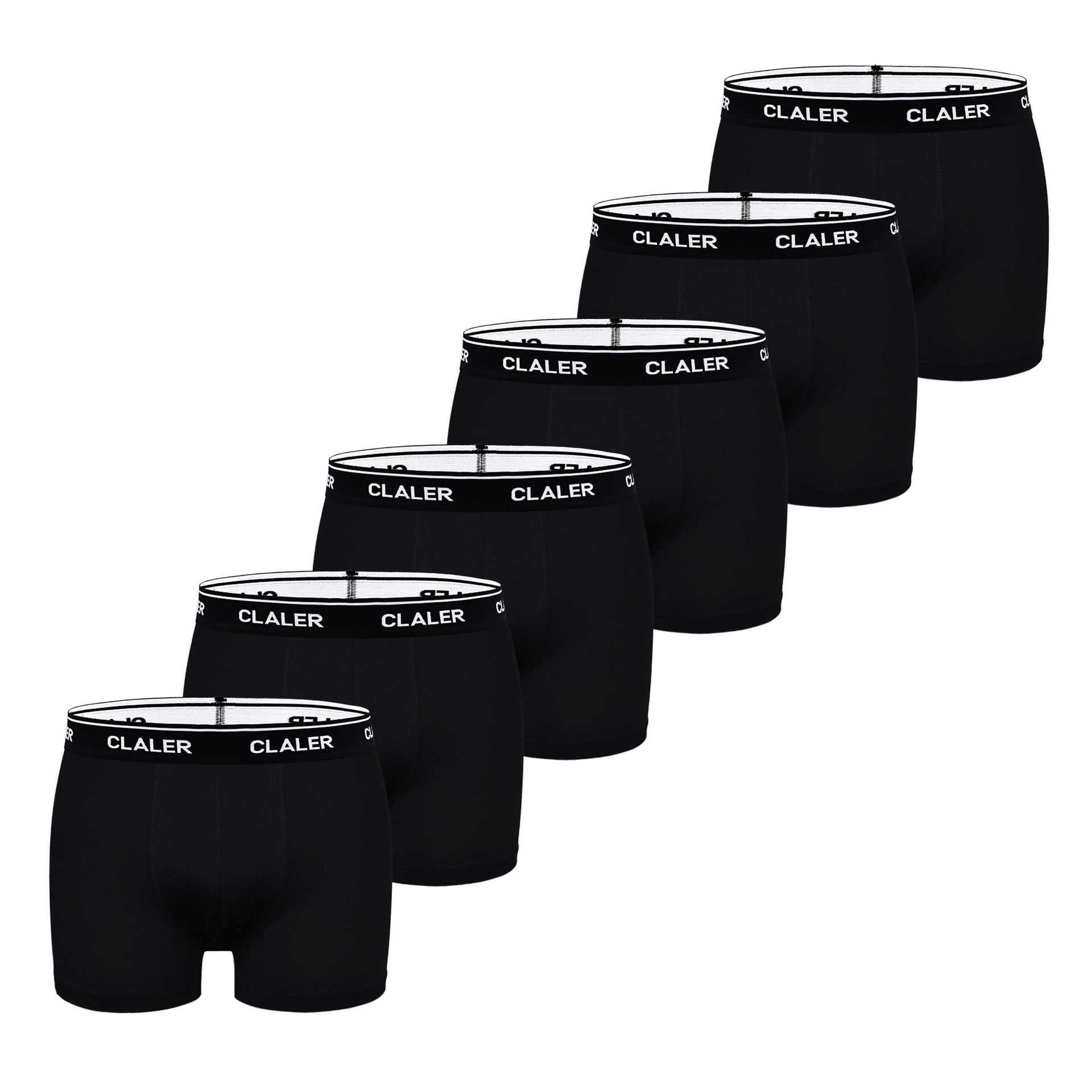 Men's Boxer Shorts 6 Pack Soft Cotton Stretch Breathable Trunks Underwear - Black S