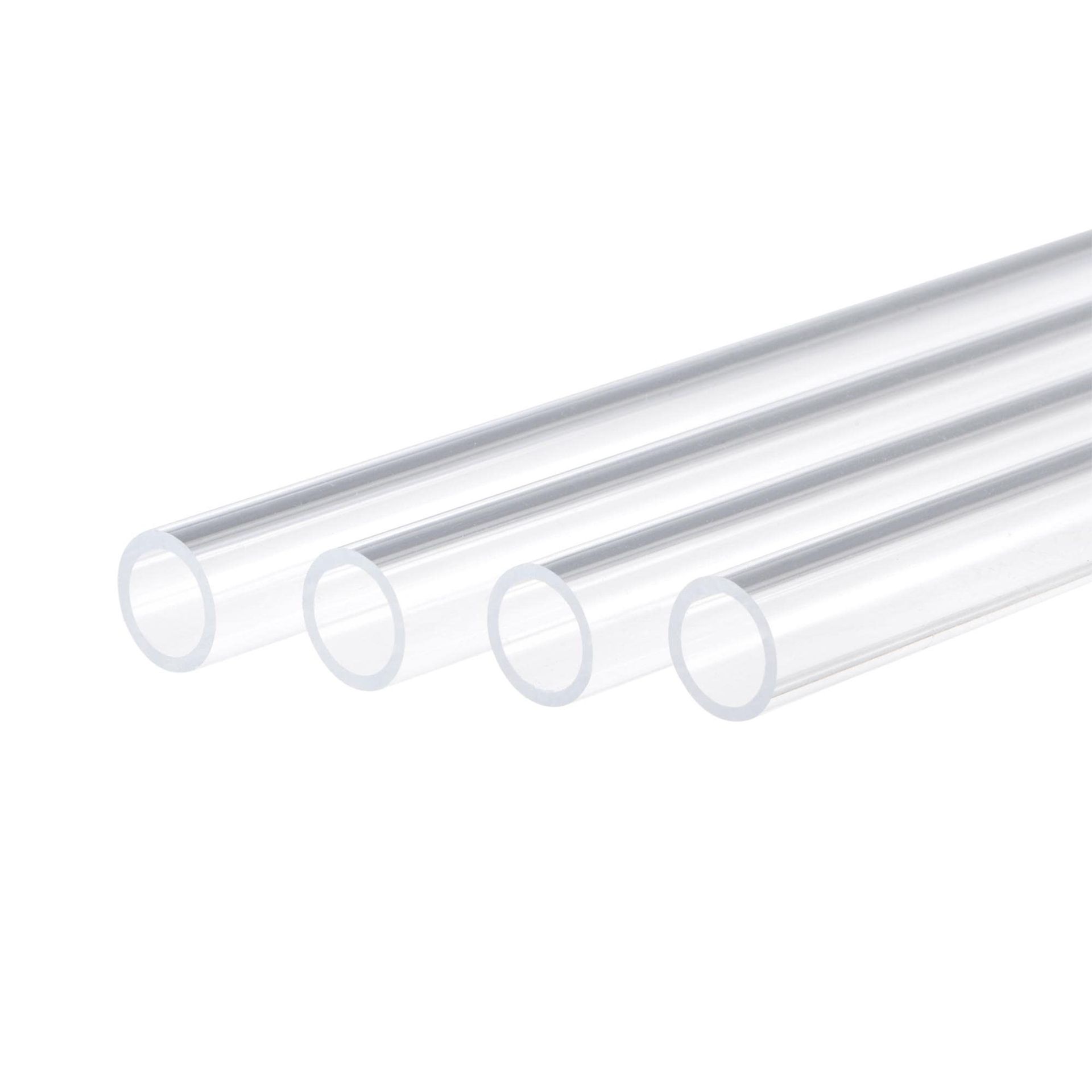 Acrylic Rigid Round Tube Set Clear PMMA High Impact 4 Pack for Crafts, Lighting, Plumbing - Transparent 10mm x 14mm