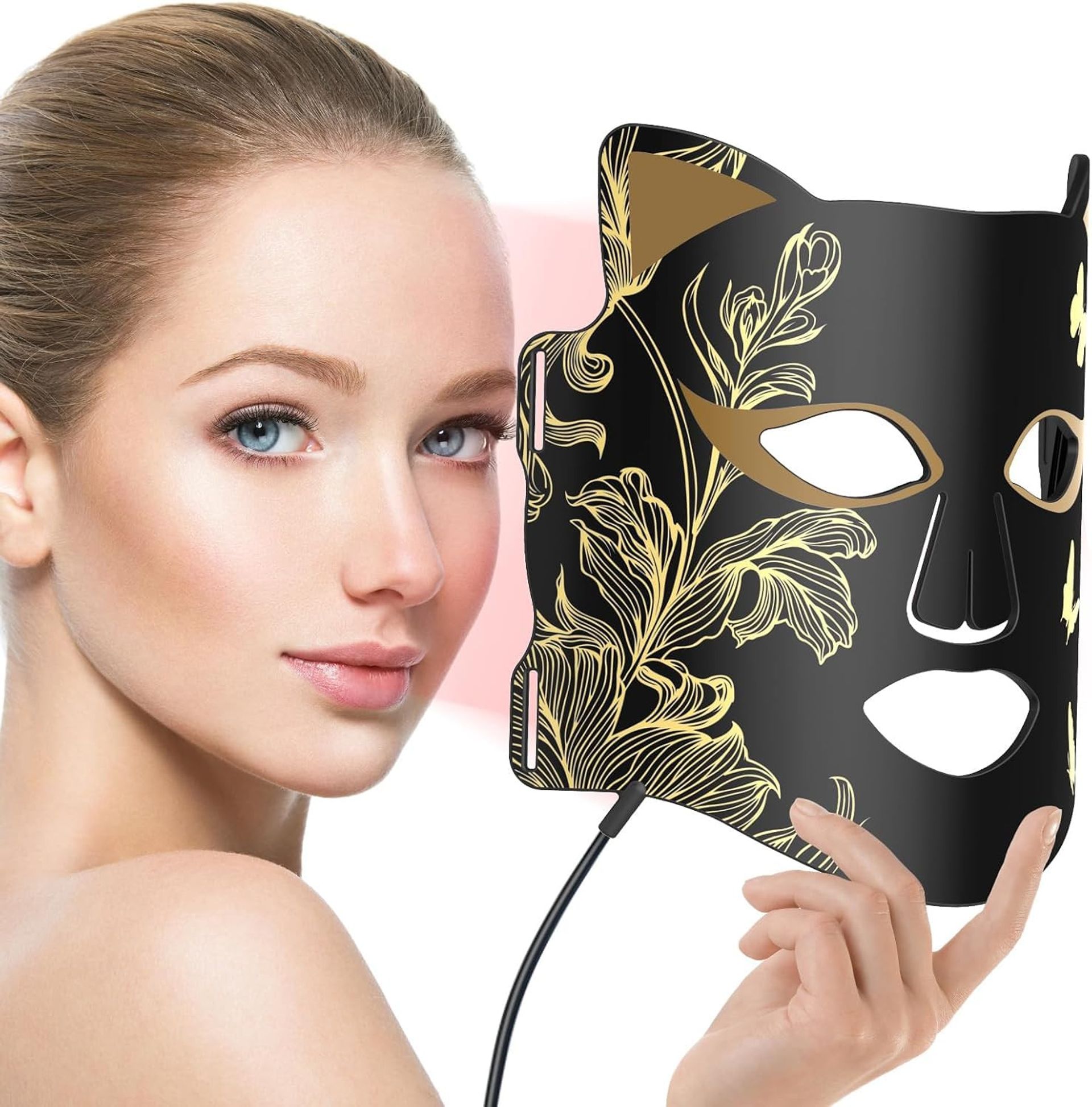 LED Face Mask Near-Infrared + 7 Colour Light Therapy Cooling Facial - White 1 Count