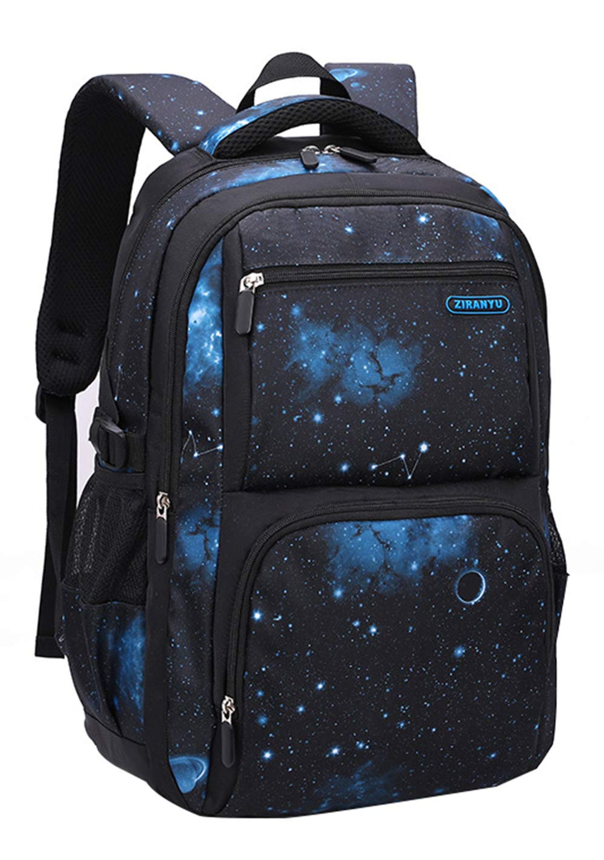 Galaxy Pattern School Backpack Spacious Laptop Compartment Breathable Straps - Dark Blue Star Backpack Only