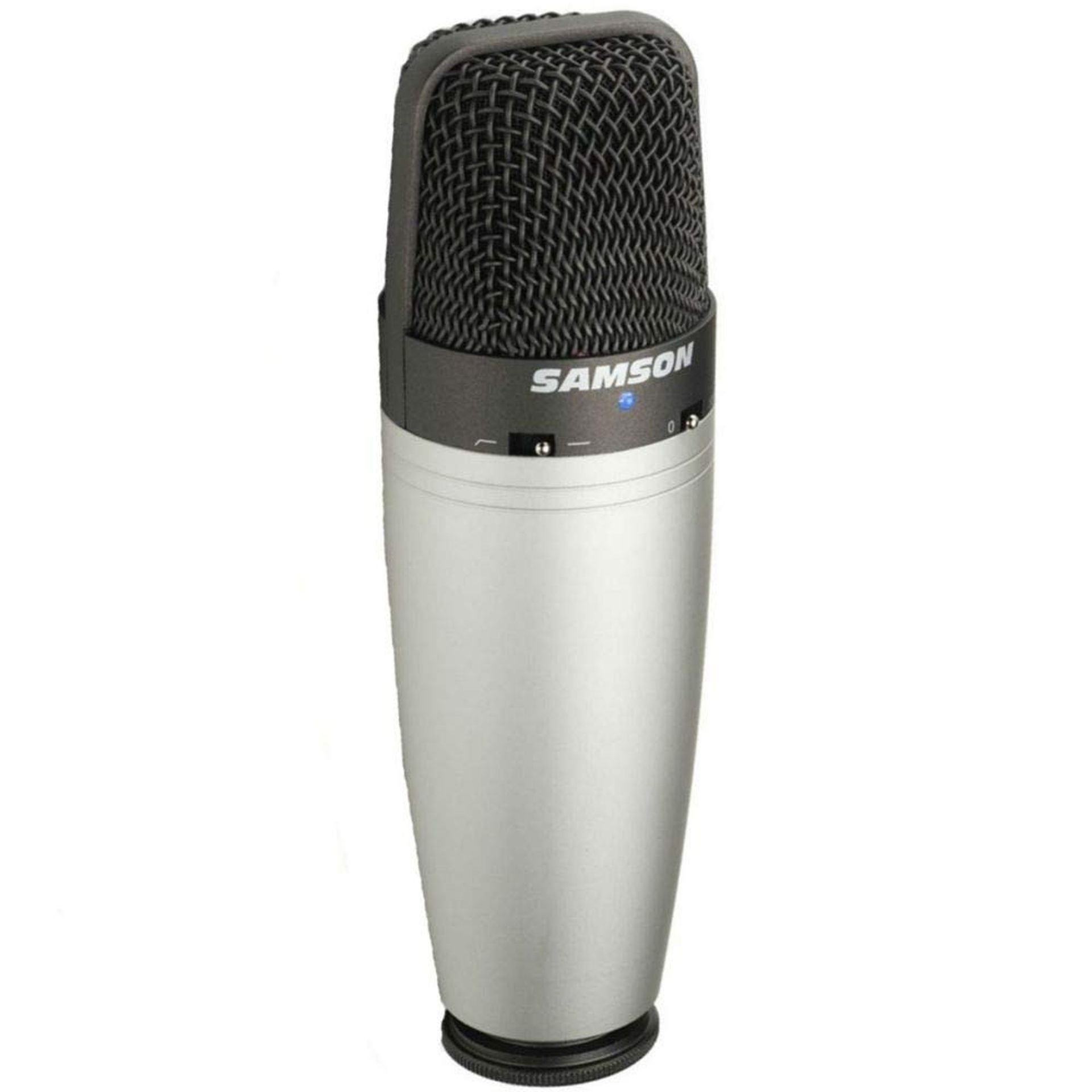 Samson C03 Multi-Pattern Condenser Microphone Studio Recording Mic with Switchable Polar Patterns and High-Pass Filter - Silver Transparent - Student Essentials