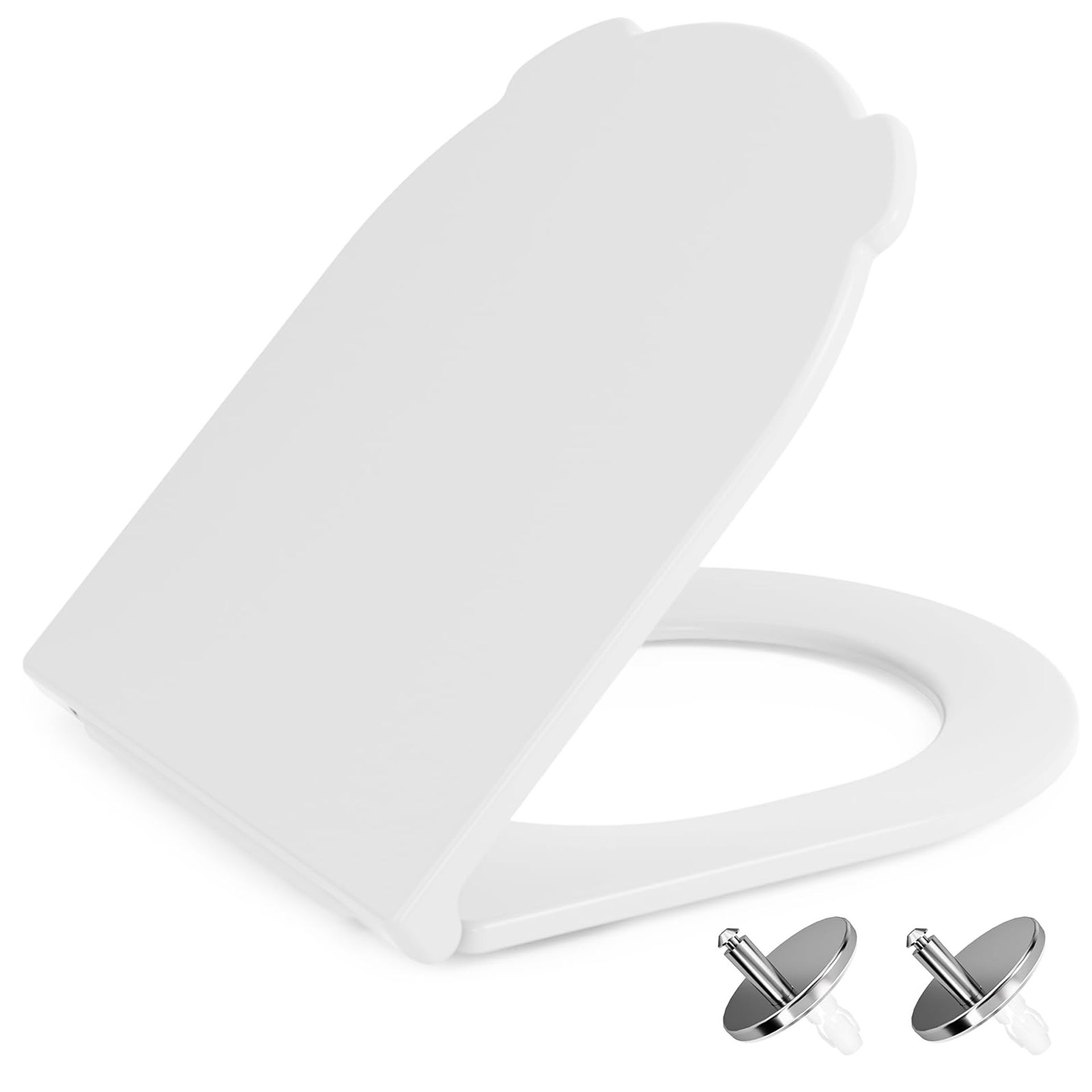 Soft Close Toilet Seat Quick Release Easy Clean Durable Urea Resin - White D Shaped
