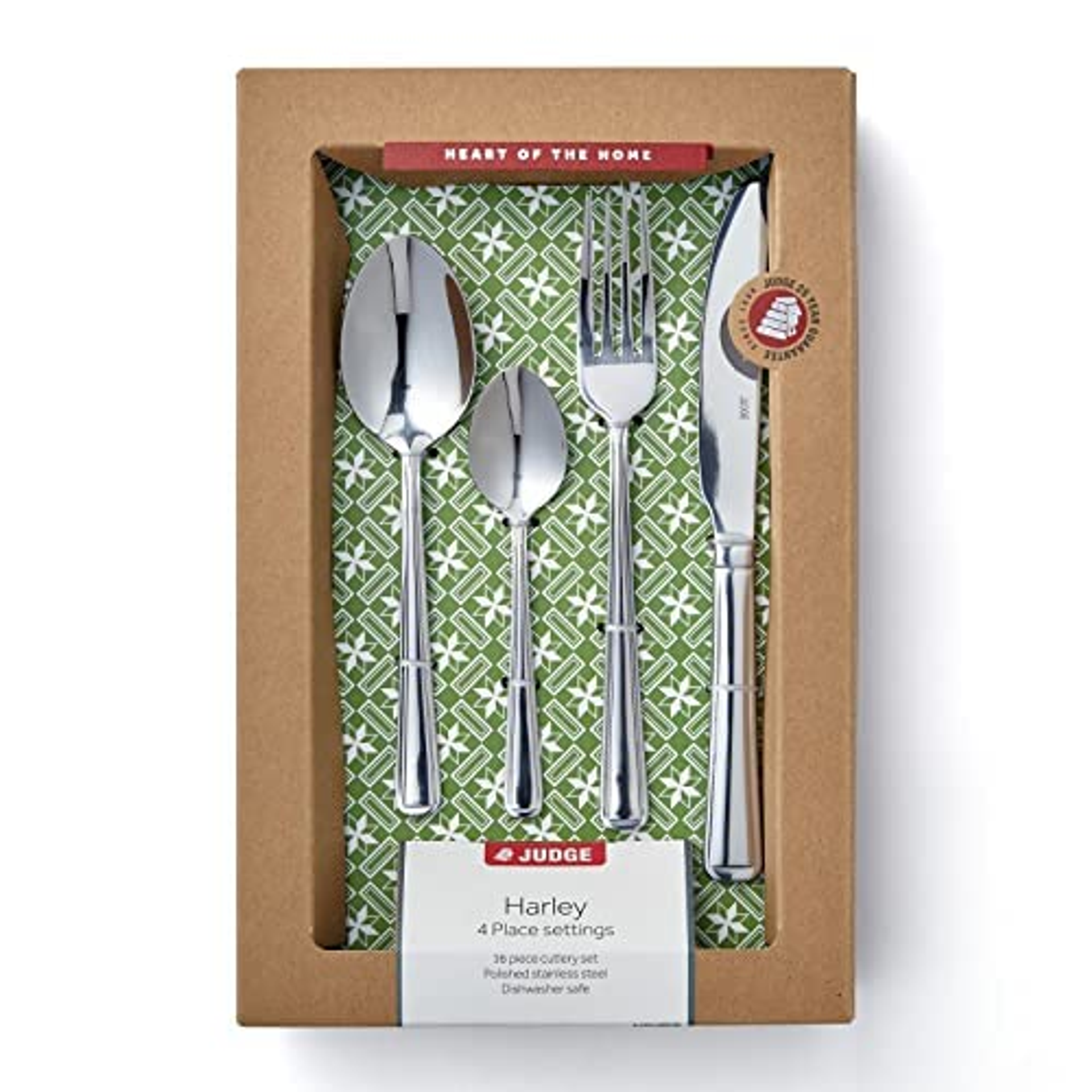 Judge 16-Piece Stainless Steel Cutlery Set for 4 People in Gift Box Dishwasher Safe - Silver 16 Piece Set - Spring Refresh
