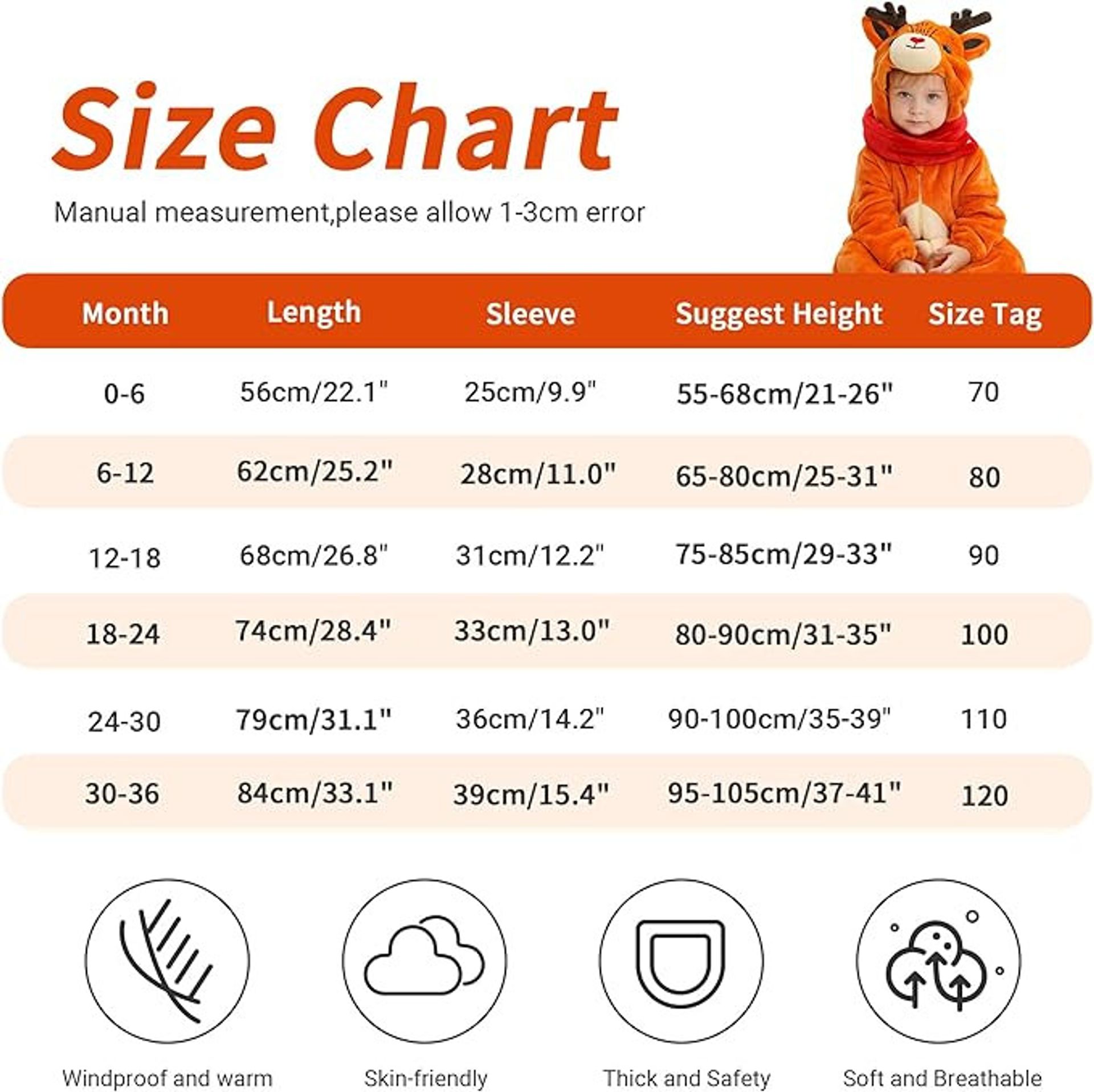 Animal Toddler Flannel Romper Unisex Hooded Jumpsuit Warm Cartoon Outfit - Elk 12-18 Months