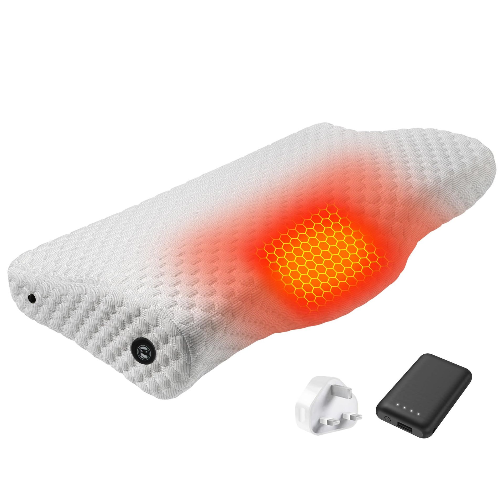 Heated Neck Pillow Memory Foam with 4000mAh Battery and Adjustable Heat Therapy - White RTX-DR08