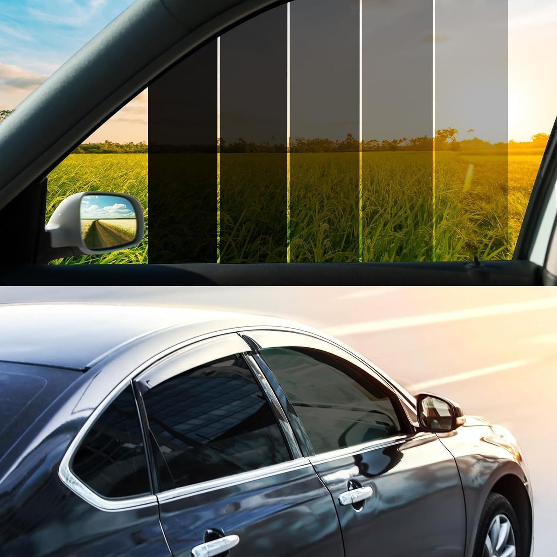 Car Window Tint Film UV Protection Nano Ceramic Scratch Resistant Roll Universal Fit for Vehicles & Home - Black 7.6m x 50cm 35% VLT