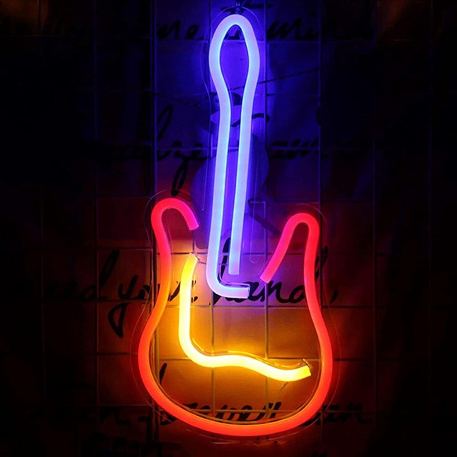 3D Guitar Neon Light Sign USB Powered Wall Art for Home Bar Club Studio - Guitar