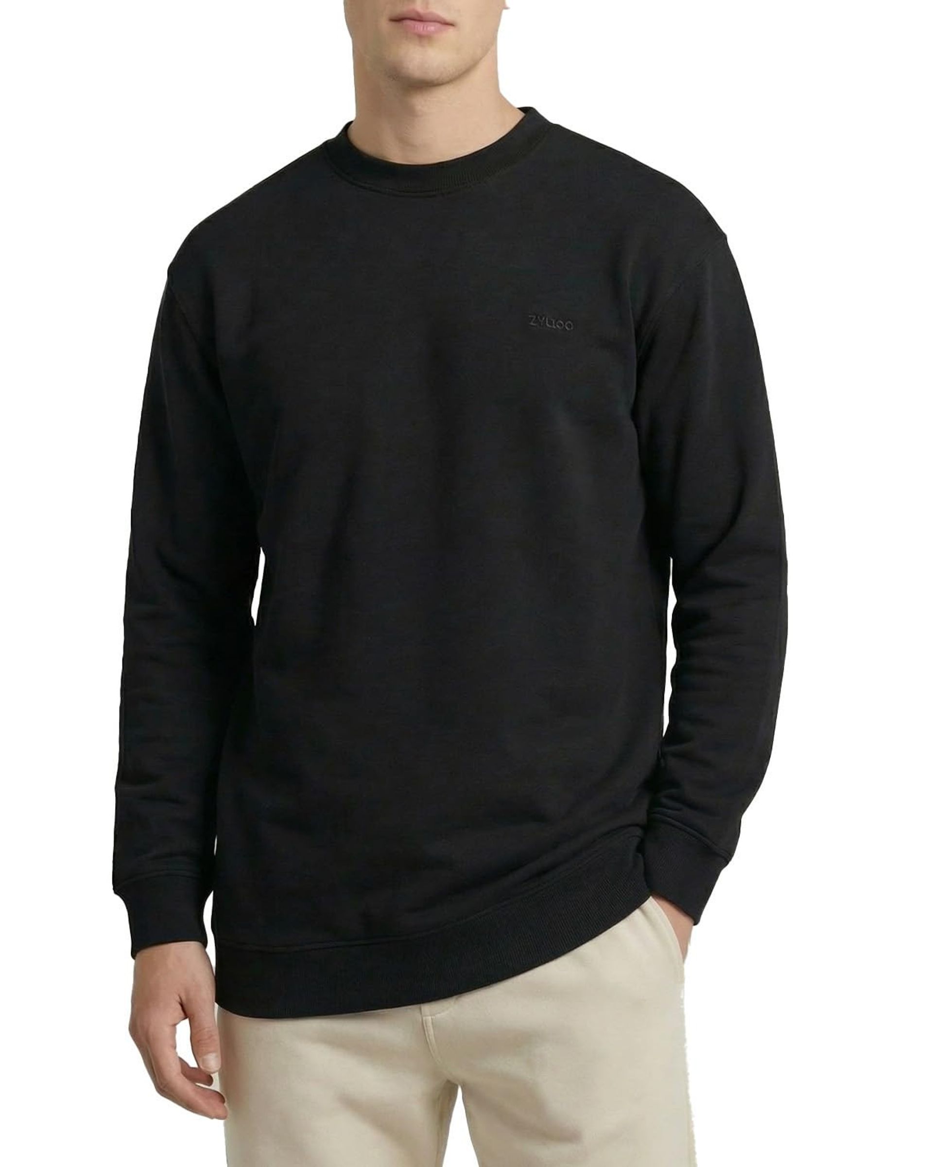 Men's Tall Pullover Hoodie Long Sleeve Crewneck Sweatshirt Soft Casual Fit - Black L