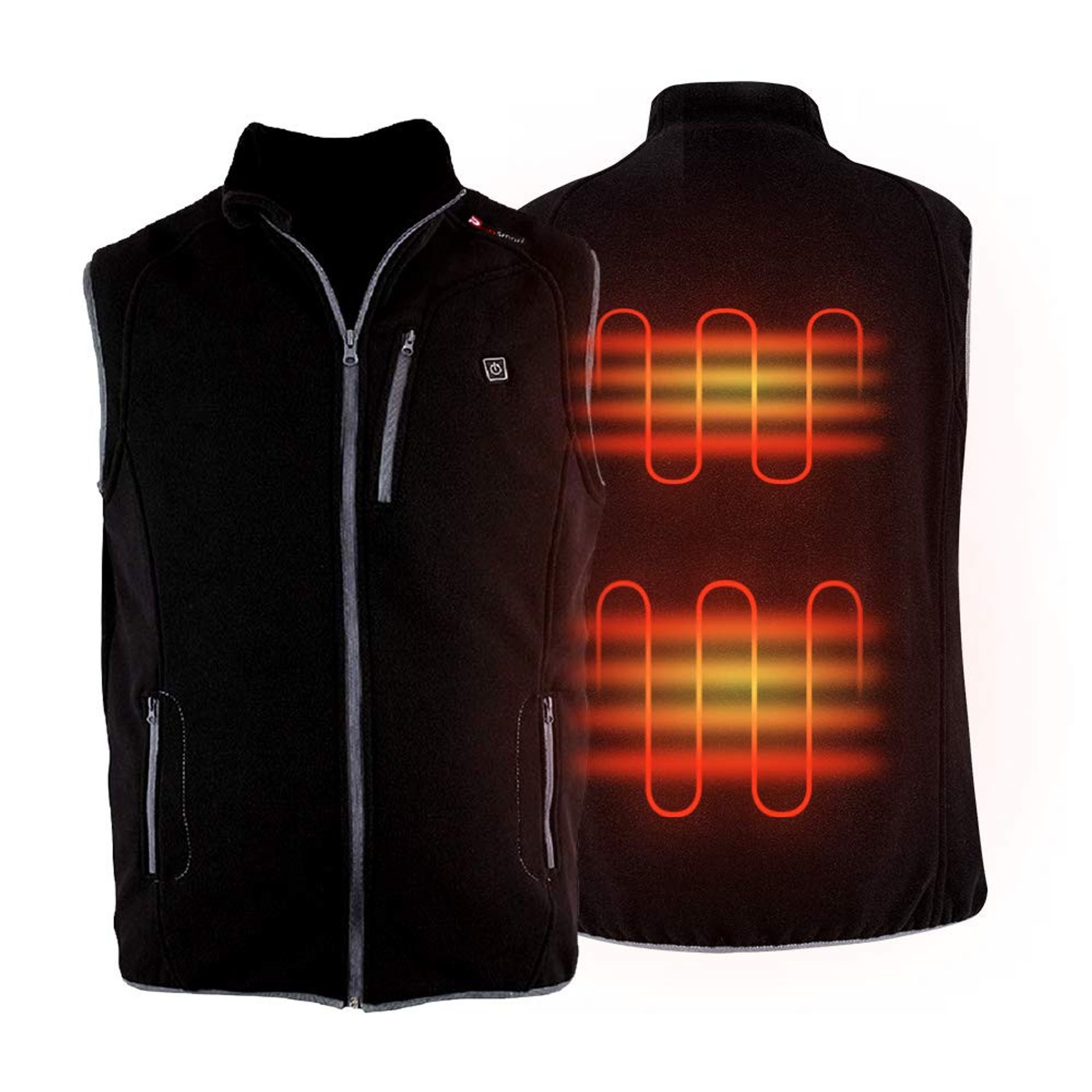 Heated Vest Polar Fleece Lightweight Rechargeable Electric Gilet Unisex - Black L