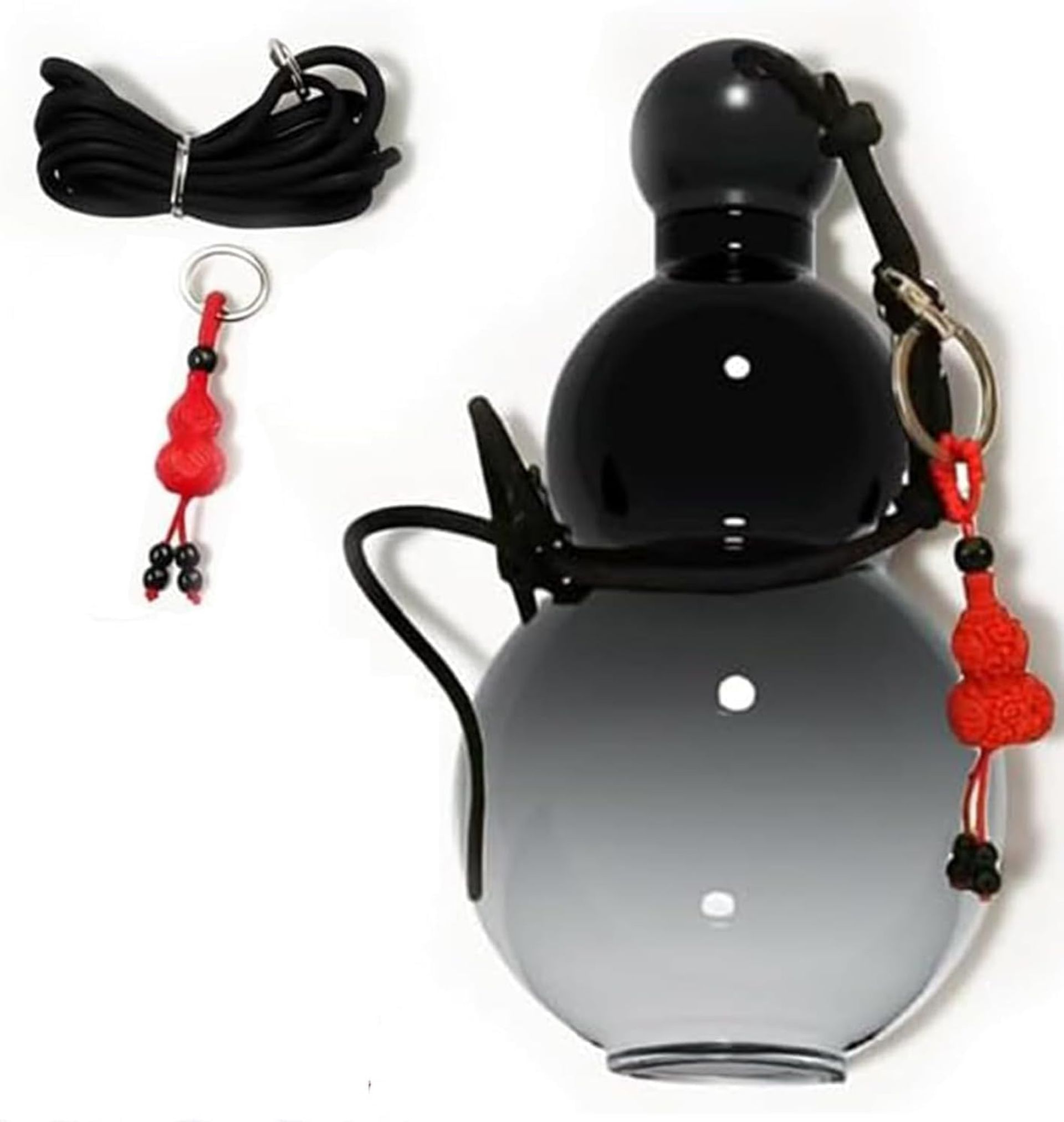 Chinese Retro-Inspired Gourd Style Sports Water Bottle 800ml Leakproof Portable Design - Black 800ml