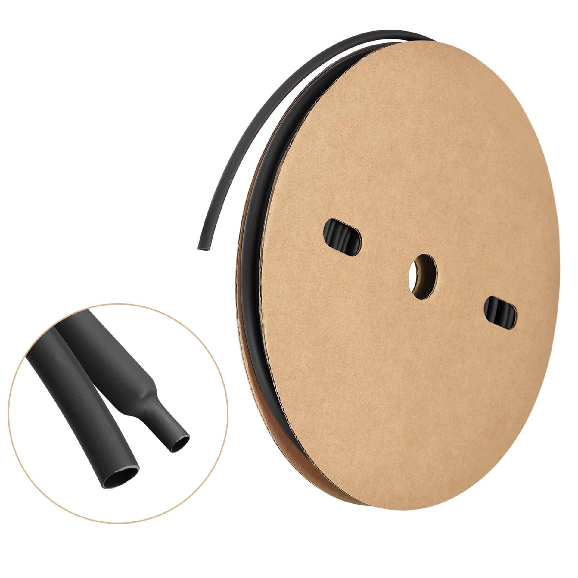 Heat Shrink Tubing 3:1 Ratio Adhesive Lined Dual Wall Waterproof Insulation - Black 3/16 Inch