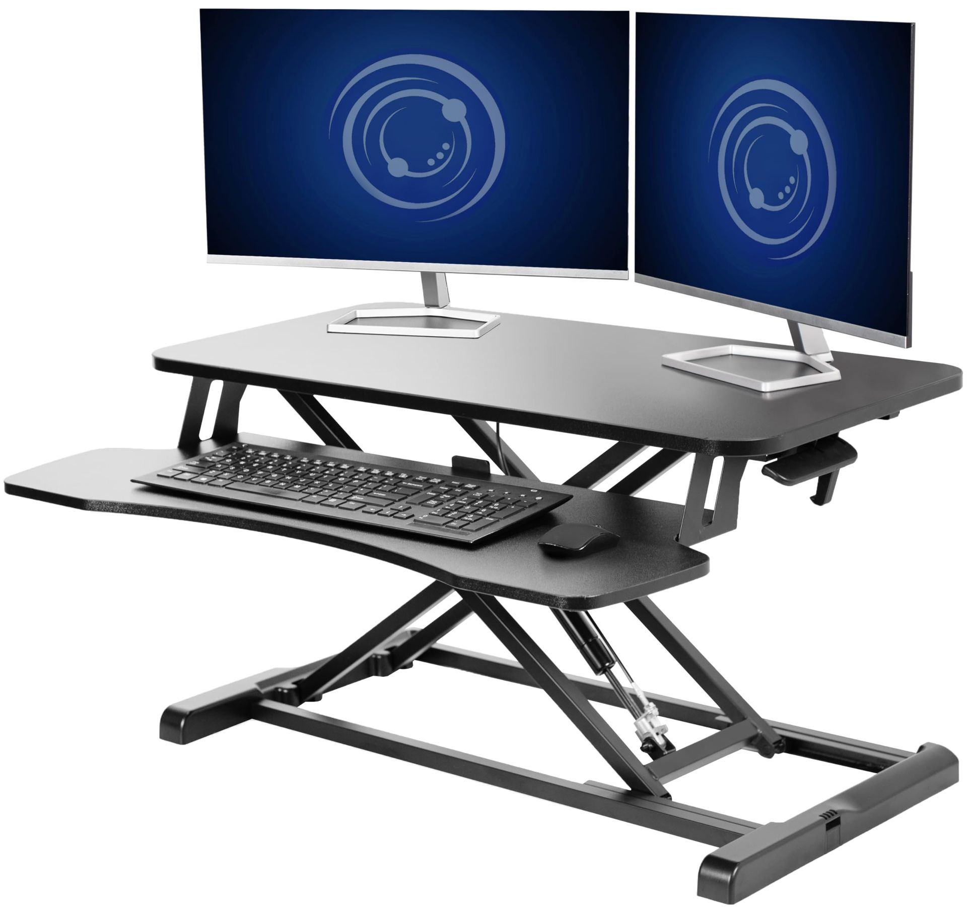 Standing Desk Converter Height Adjustable Sit to Stand Riser with Dual Monitor and Laptop Workstation - Black 81 cm