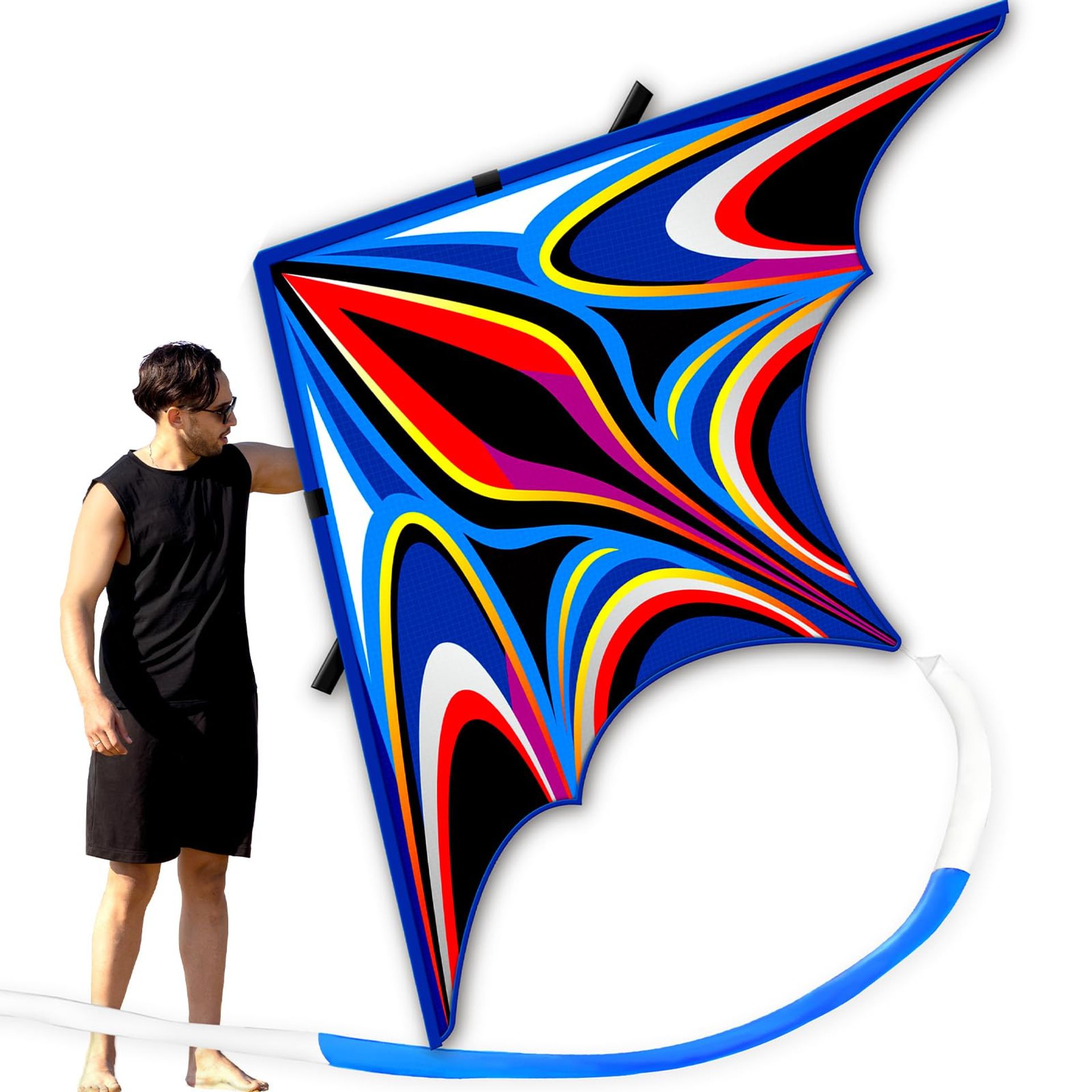 Large Delta Kite Easy to Fly for Beginners Adults Outdoor Beach Play - Blue 265×150cm